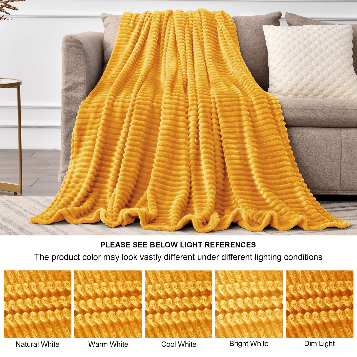 Fleece Blanket Queen Size – 3D Ribbed Jacquard Soft and Warm Decorative Fuzzy Blankets – Cozy, Fluffy, Plush Lightweight Throw Blankets for Couch, Bed, Sofa