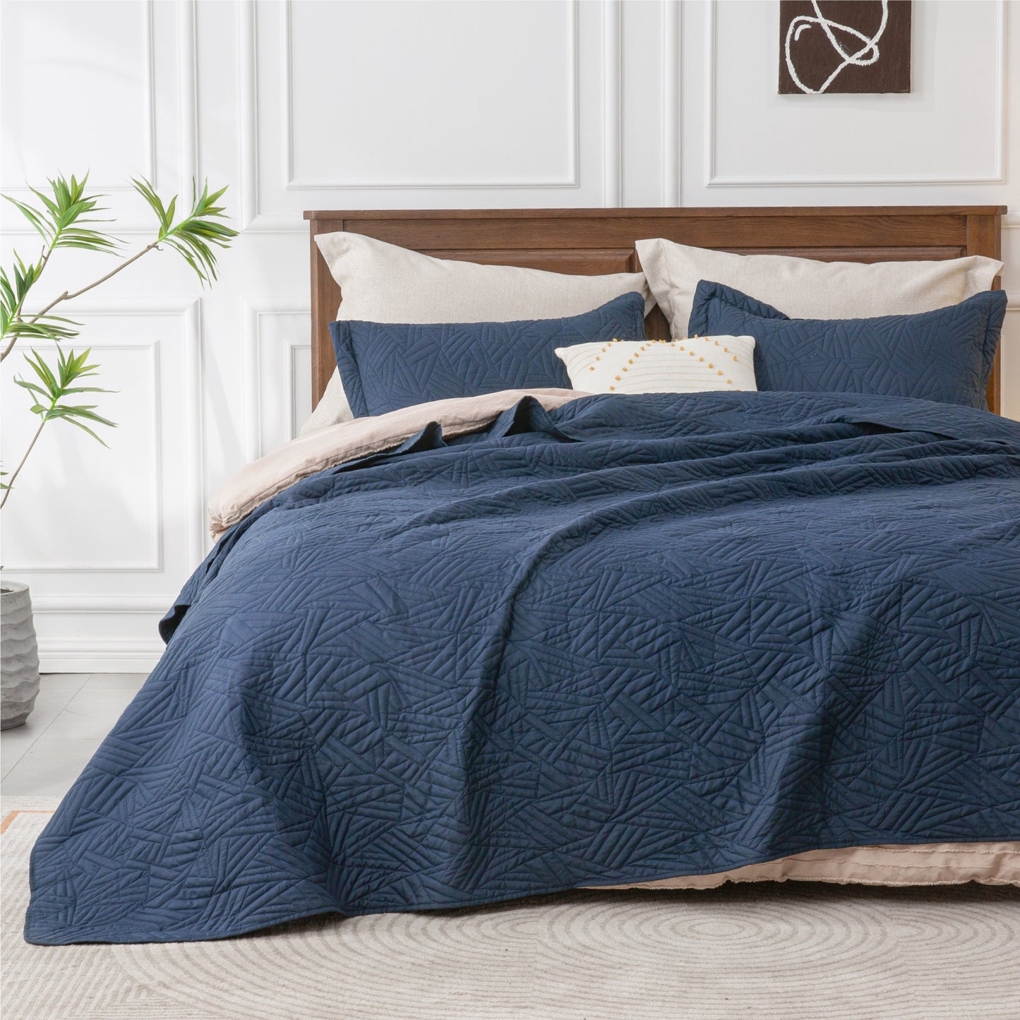 Quilts Sets - Summer Lightweight Bedspreads - Soft Modern Weave Pattern Coverlet Bed Set - 3 Piece (1 Quilt 90" x 96" + 2 Pillow Shams 20" x 26")