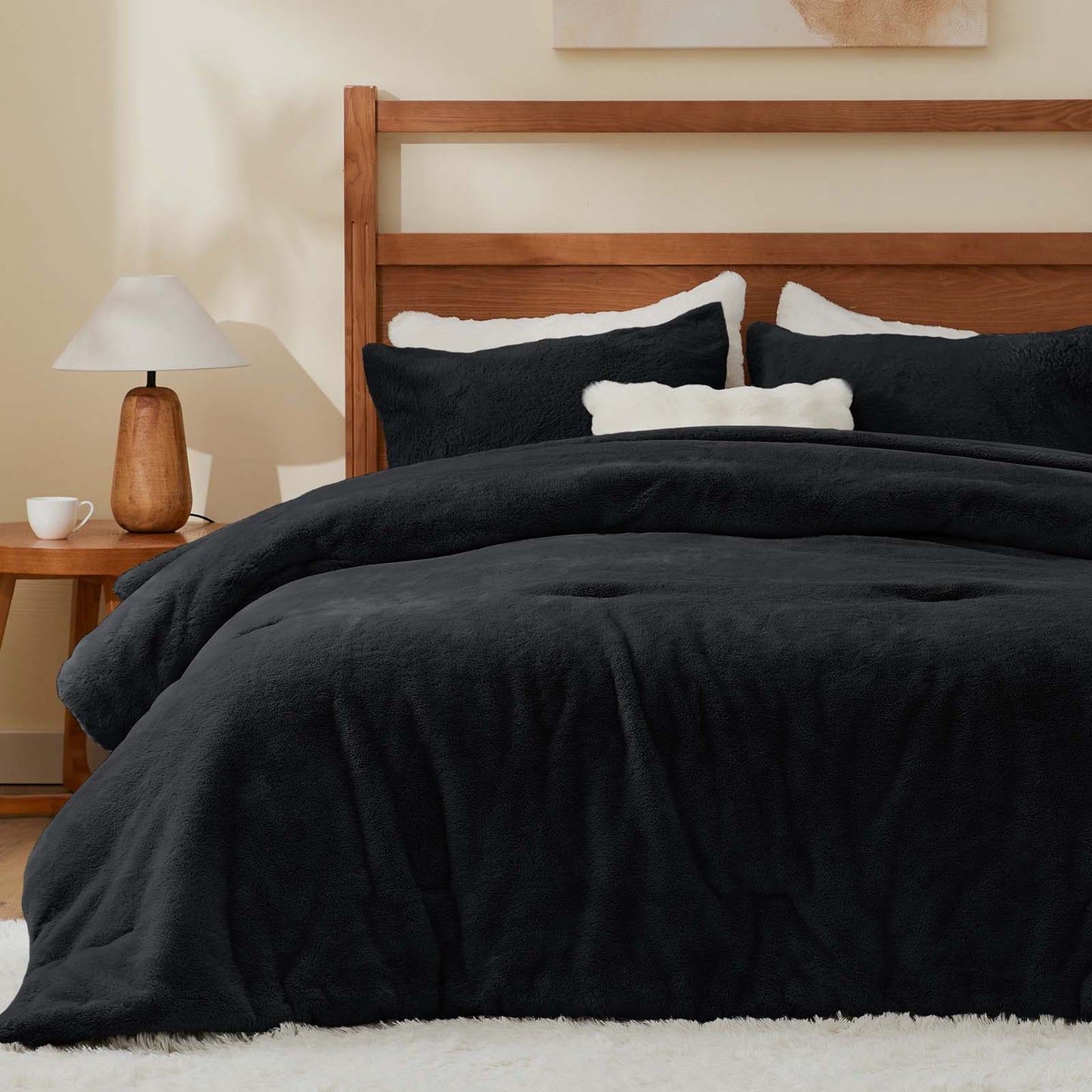BEDELITE Faux Fur Fleece Queen Comforter Set - Fluffy & Warm Grey Comforter Queen Size,Ultra Soft and Cozy Winter Bedding Set,Fuzzy Thick Bed Set,1 Comforter and 2 Pillowcases