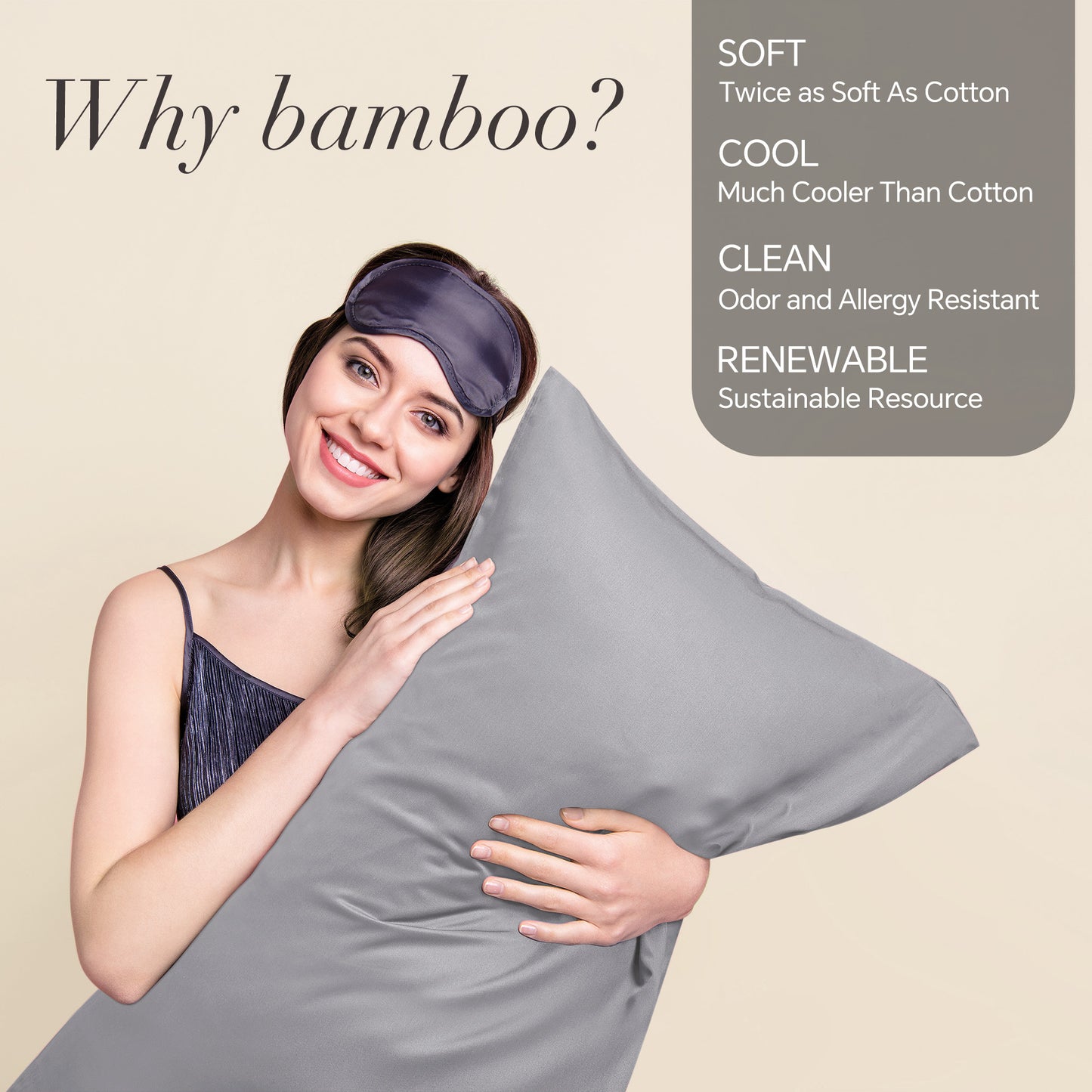 Pillow Cases Set of 2 Pack, Rayon Derived from Bamboo, Cooling Pillow Cases for Hot Sleepers & Night Sweats, Breathable and Silky Soft Envelope Pillowcases