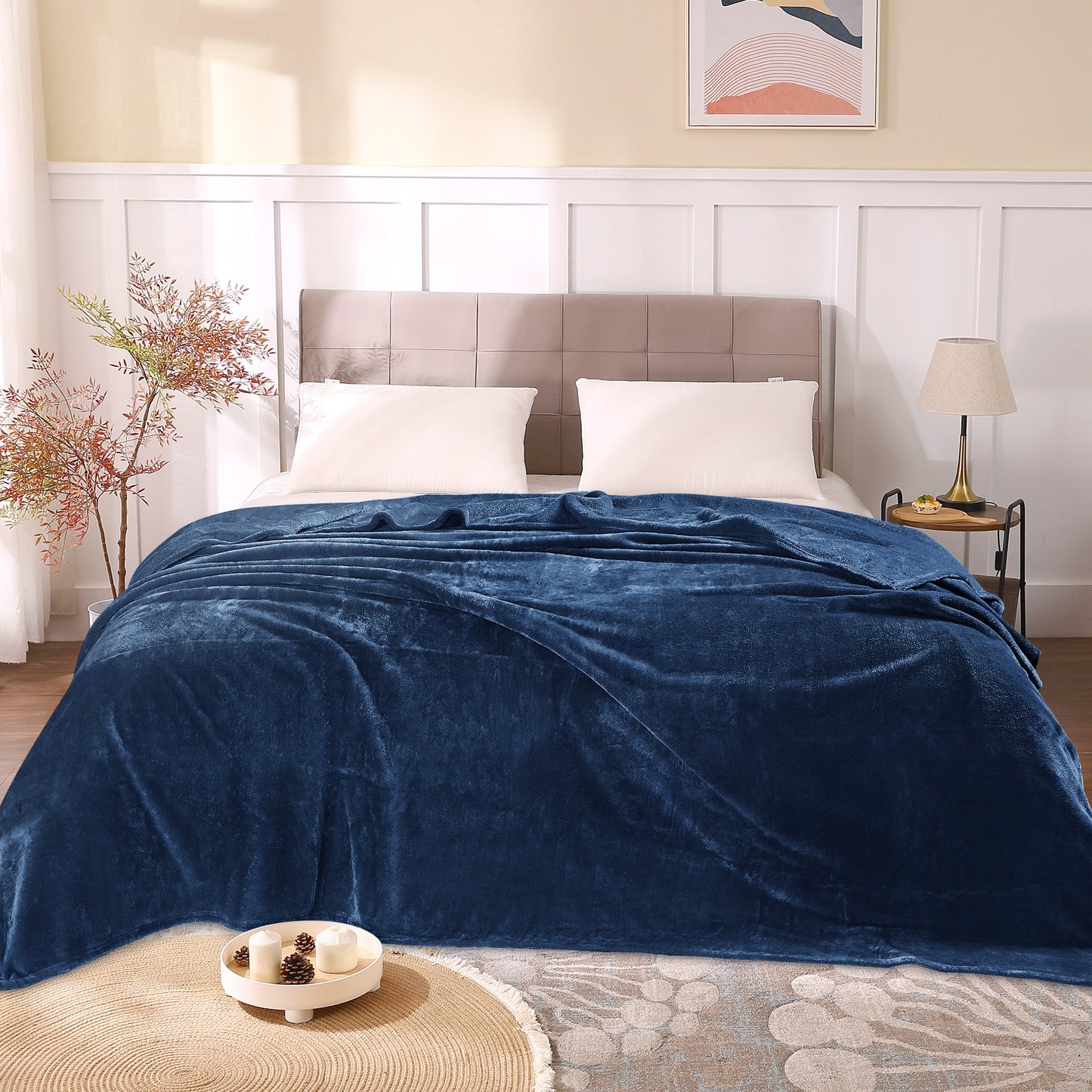 Fleece Blankets Queen Size Throw Blankets for Bed & Couch, Plush Cozy Fuzzy Blanket, Super Soft & Warm Blankets for Fall and Winter