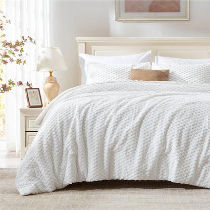 Fluffy Comforter Set - Fleece Soft Comforter for Bed, Luxury Warm Bedding Set for Winter, Fuzzy Bed Set