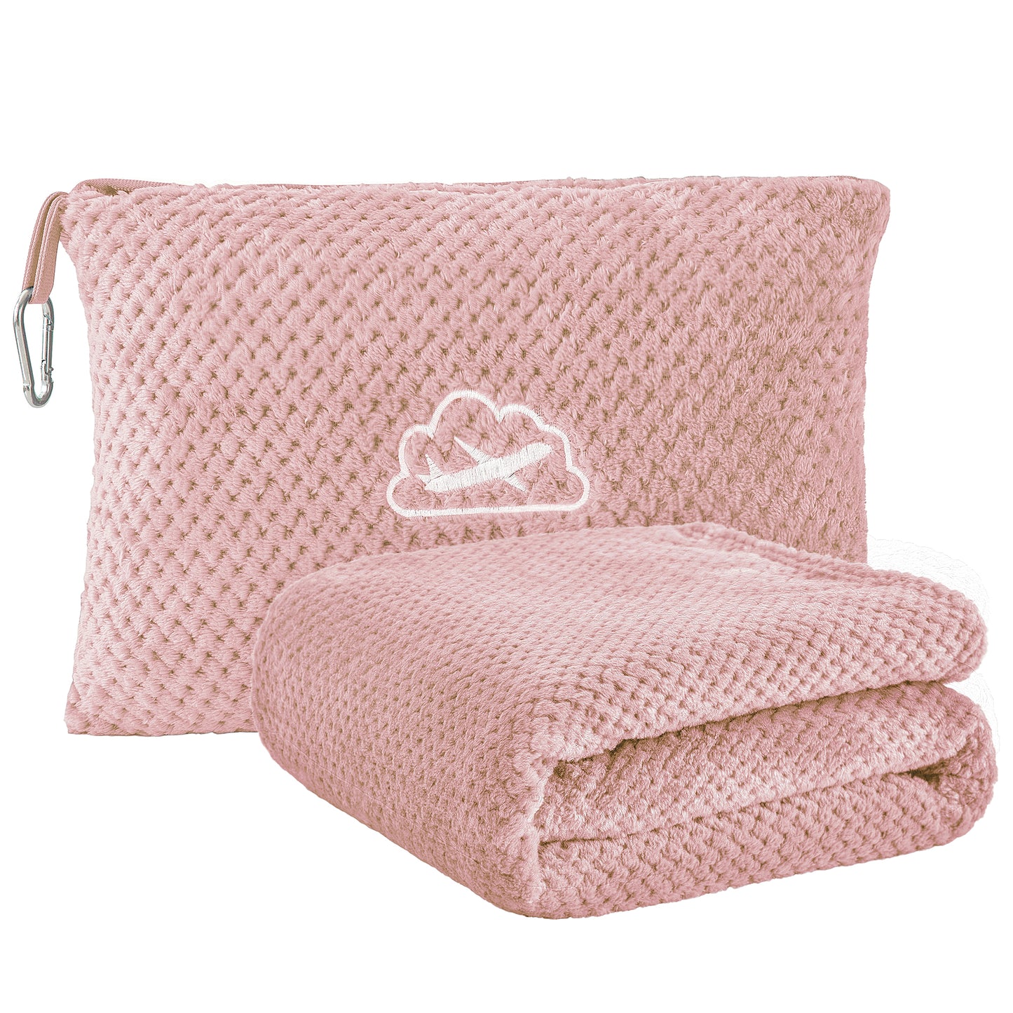 BEDELITE Travel Blanket Airplane Compact with Bag, Portable and Packable Jacquard Travel Pillow and Blanket Set, Airplane Blanket Travel Essentials with Luggage Sleeve & Backpack Clip