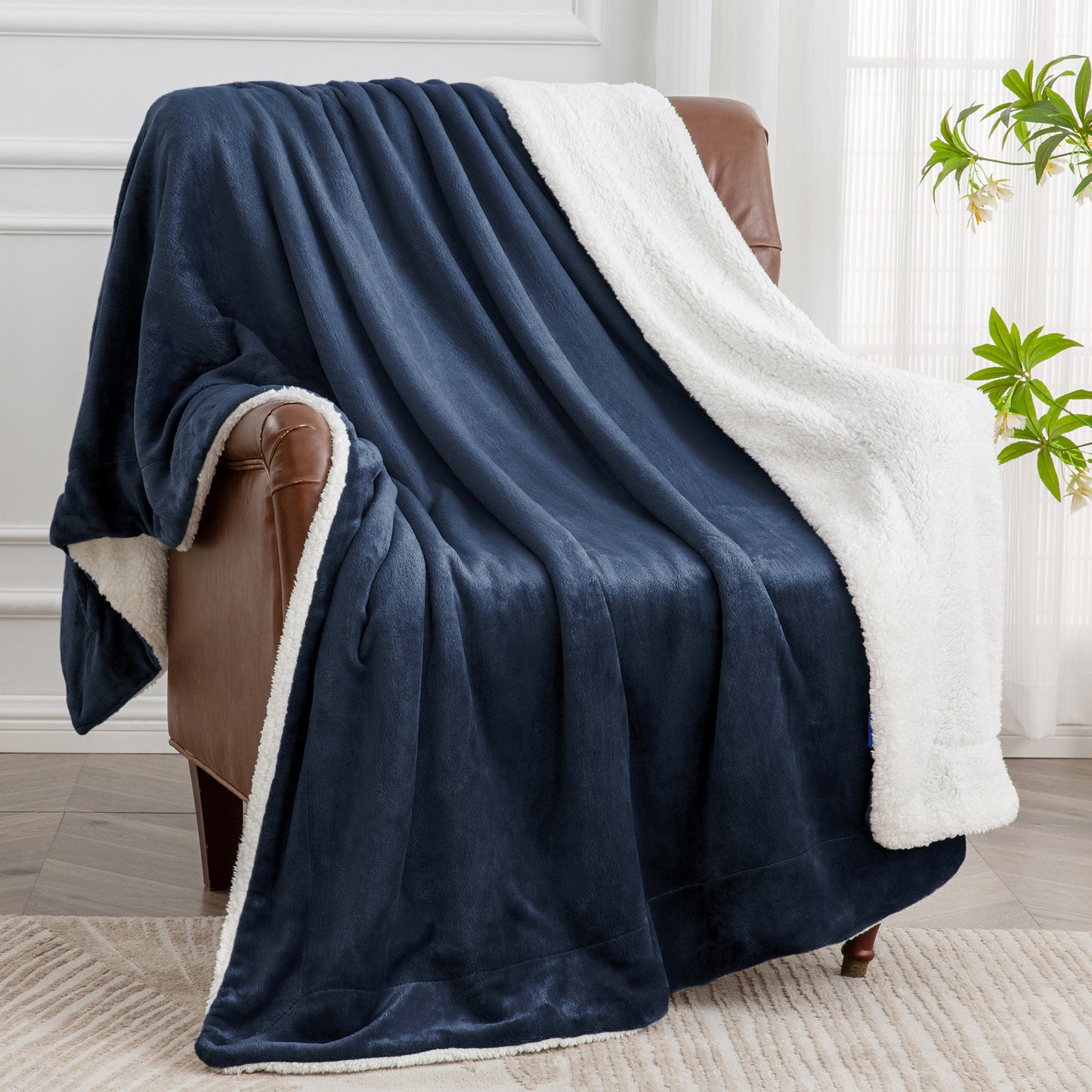 Sherpa Fleece Blanket Throw Blanket for Couch & Bed- 480GSM Thick Warm Winter Blankets, Super Soft & Cozy Fuzzy Blanket