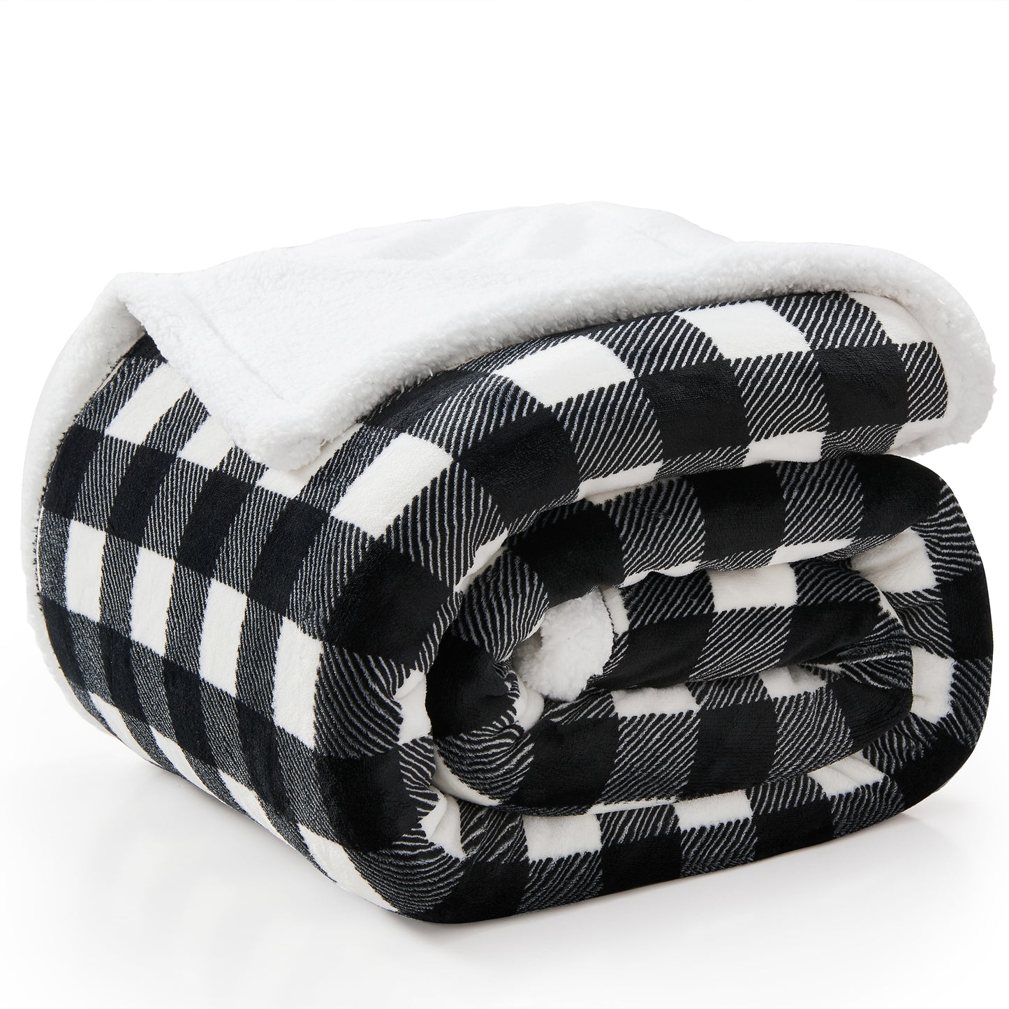 Sherpa Fleece Blankets Queen Size - Black and Red Buffalo Plaid Christmas Blanket, Super Soft Cozy Warm Thick Winter Blanket for Couch and Bed