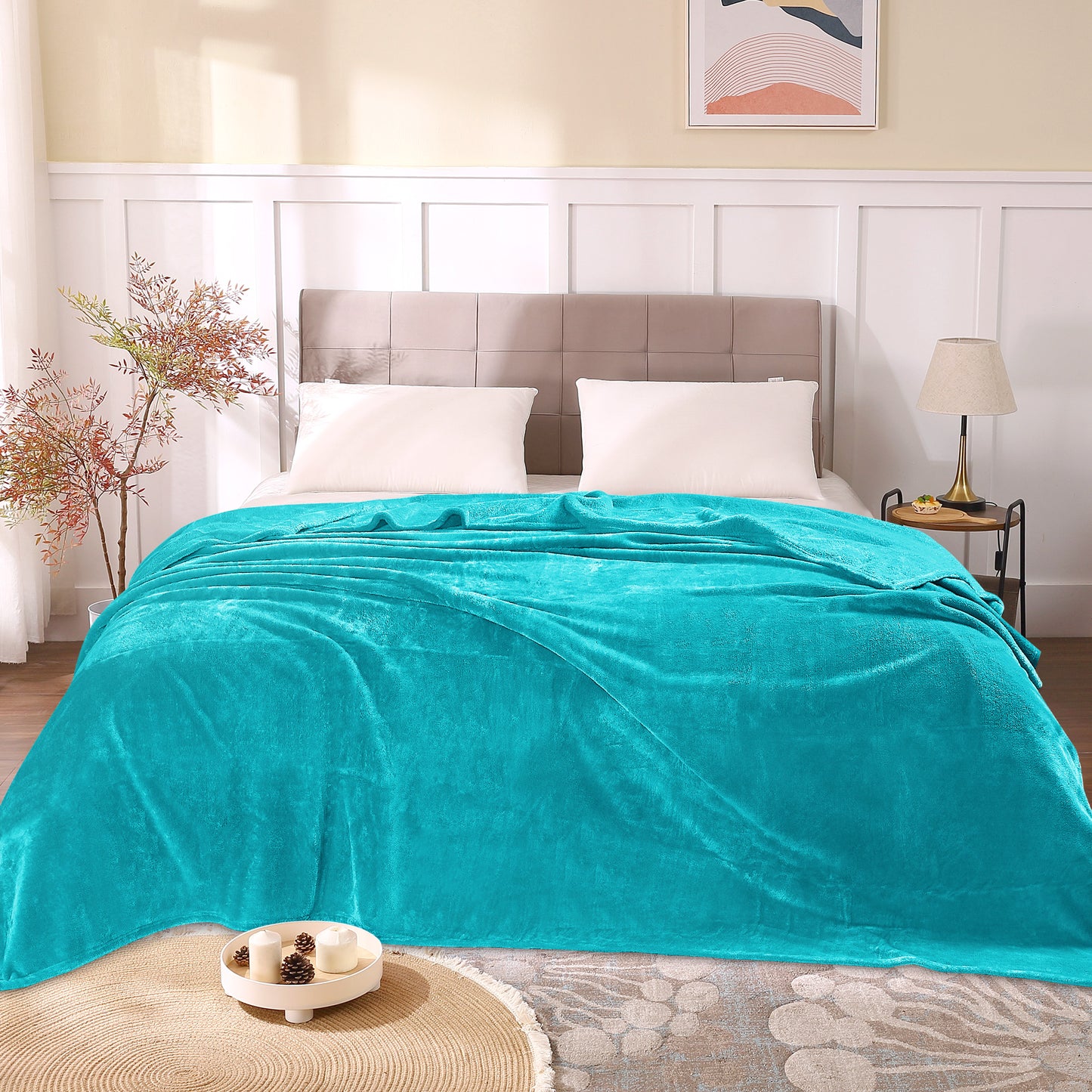 Fleece Blankets Queen Size Throw Blankets for Bed & Couch, Plush Cozy Fuzzy Blanket, Super Soft & Warm Blankets for Fall and Winter