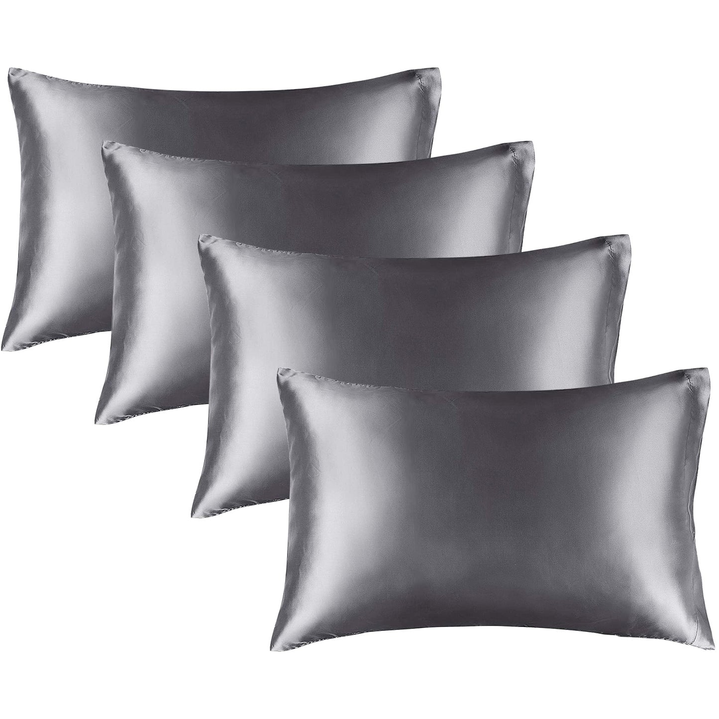 Satin Silk Pillowcase for Hair and Skin, Pillow Cases Set of 4 Pack Super Soft Pillow Case with Envelope Closure