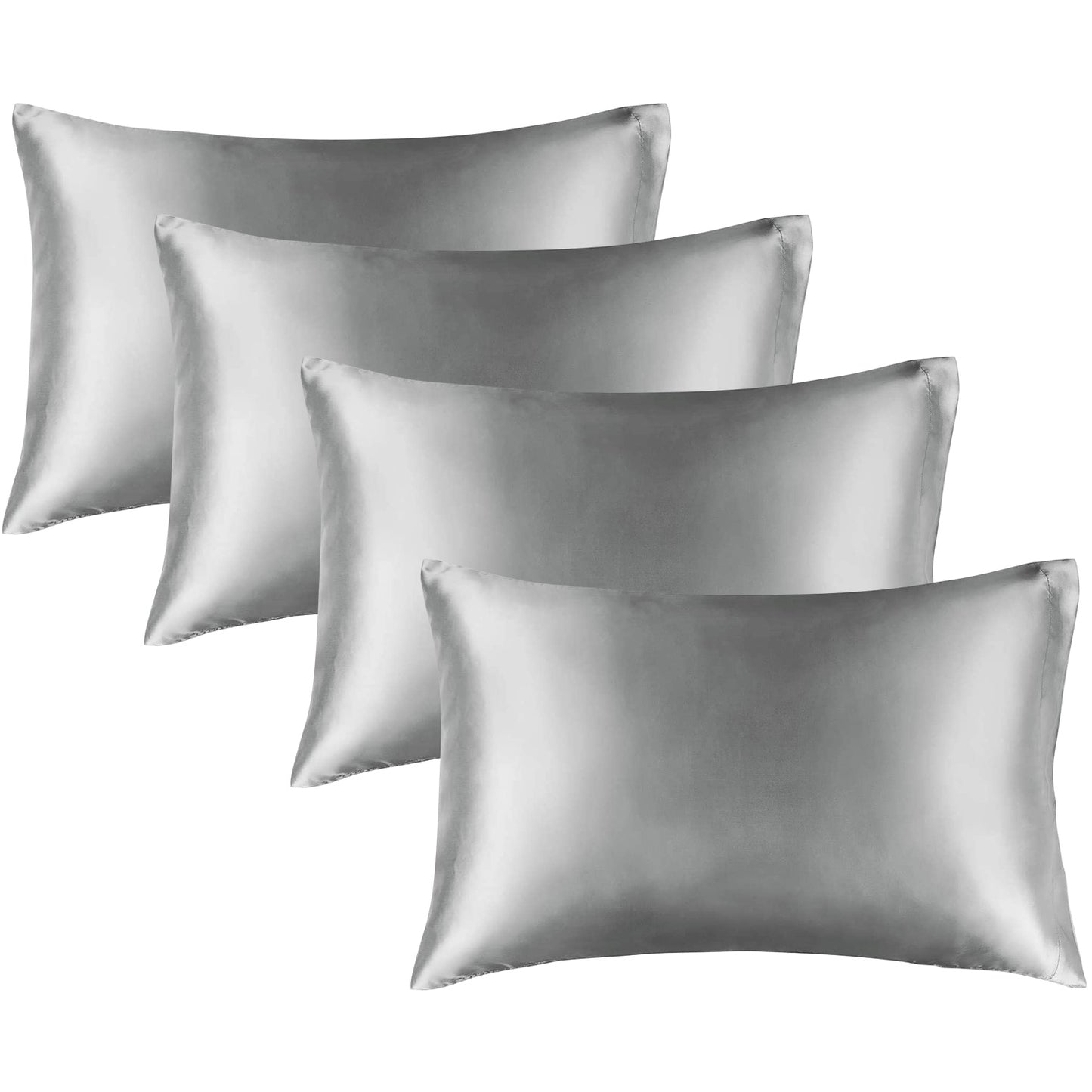 Satin Silk Pillowcase for Hair and Skin, Pillow Cases Set of 4 Pack Super Soft Pillow Case with Envelope Closure