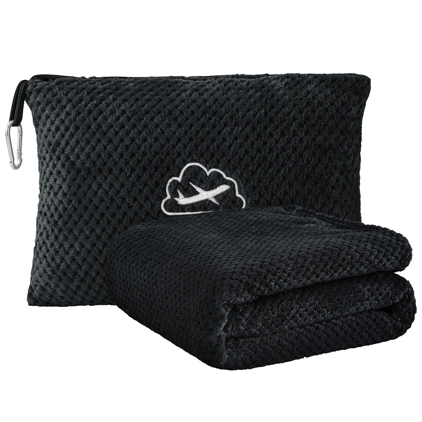 BEDELITE Travel Blanket Airplane Compact with Bag, Portable and Packable Jacquard Travel Pillow and Blanket Set, Airplane Blanket Travel Essentials with Luggage Sleeve & Backpack Clip
