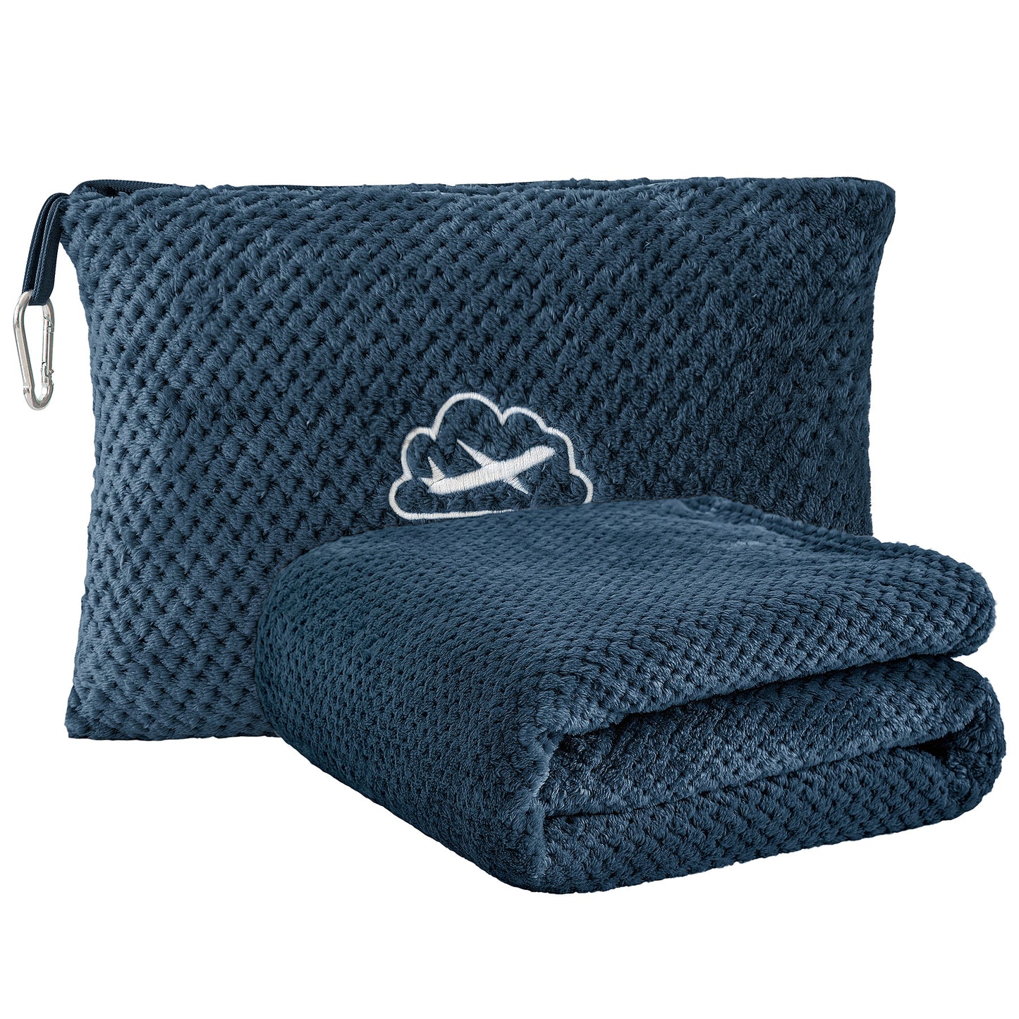BEDELITE Travel Blanket Airplane Compact with Bag, Portable and Packable Jacquard Travel Pillow and Blanket Set, Airplane Blanket Travel Essentials with Luggage Sleeve & Backpack Clip