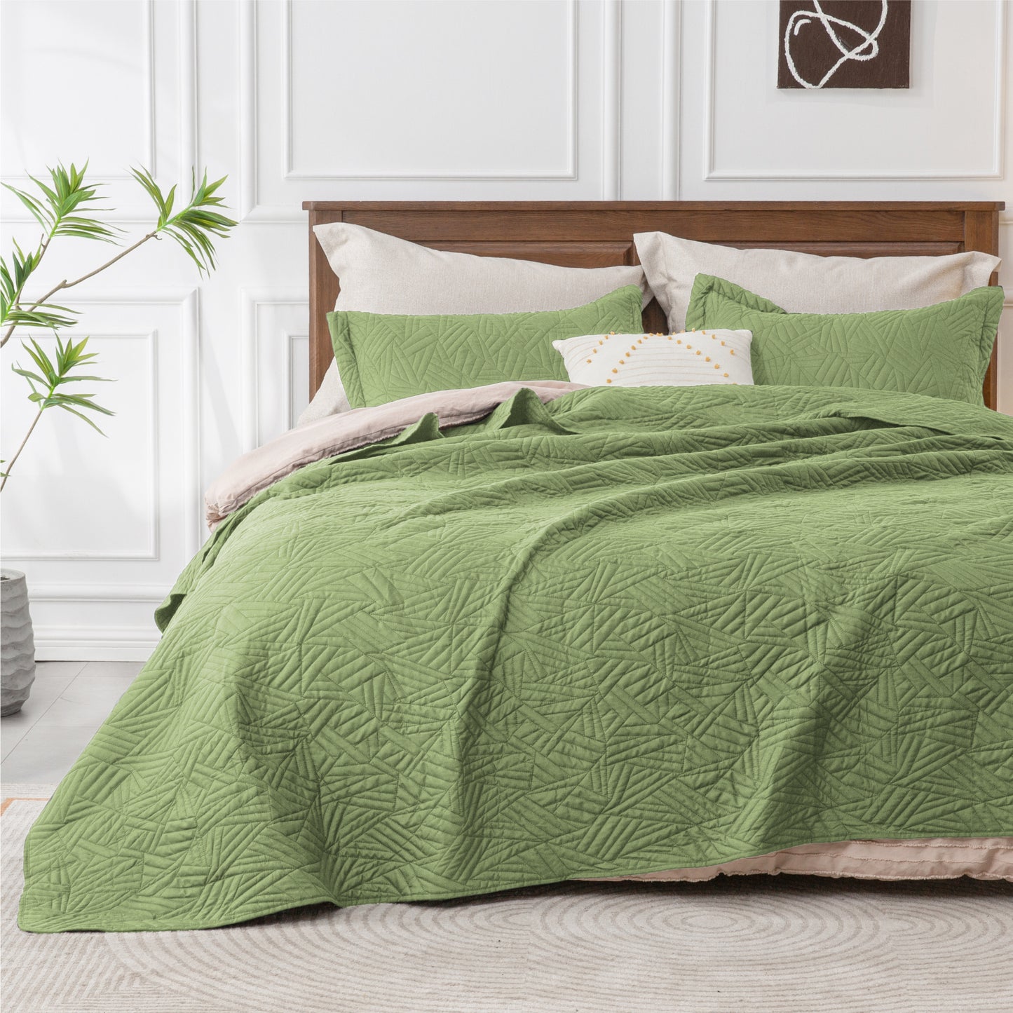 Quilts Sets - Summer Lightweight Bedspreads - Soft Modern Weave Pattern Coverlet Bed Set - 3 Piece (1 Quilt 90" x 96" + 2 Pillow Shams 20" x 26")