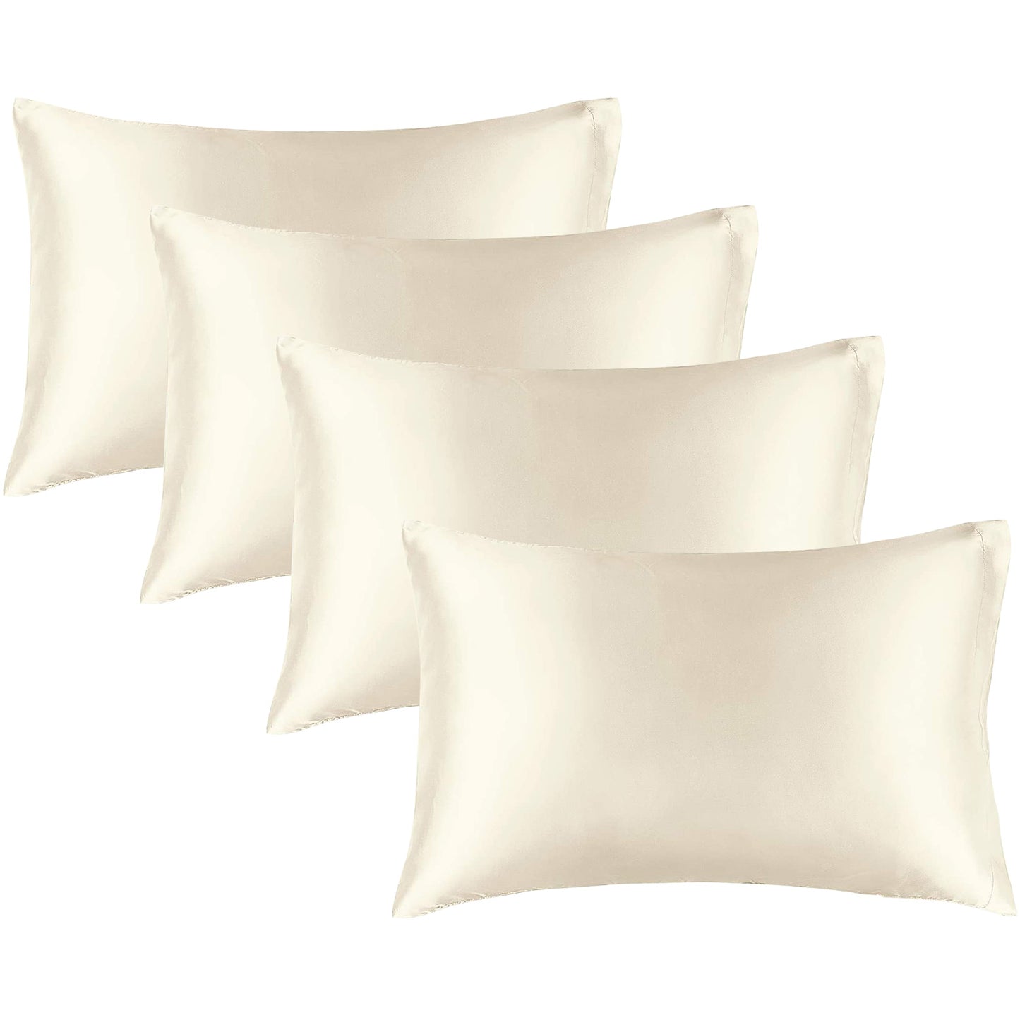 Satin Silk Pillowcase for Hair and Skin, Pillow Cases Set of 4 Pack Super Soft Pillow Case with Envelope Closure