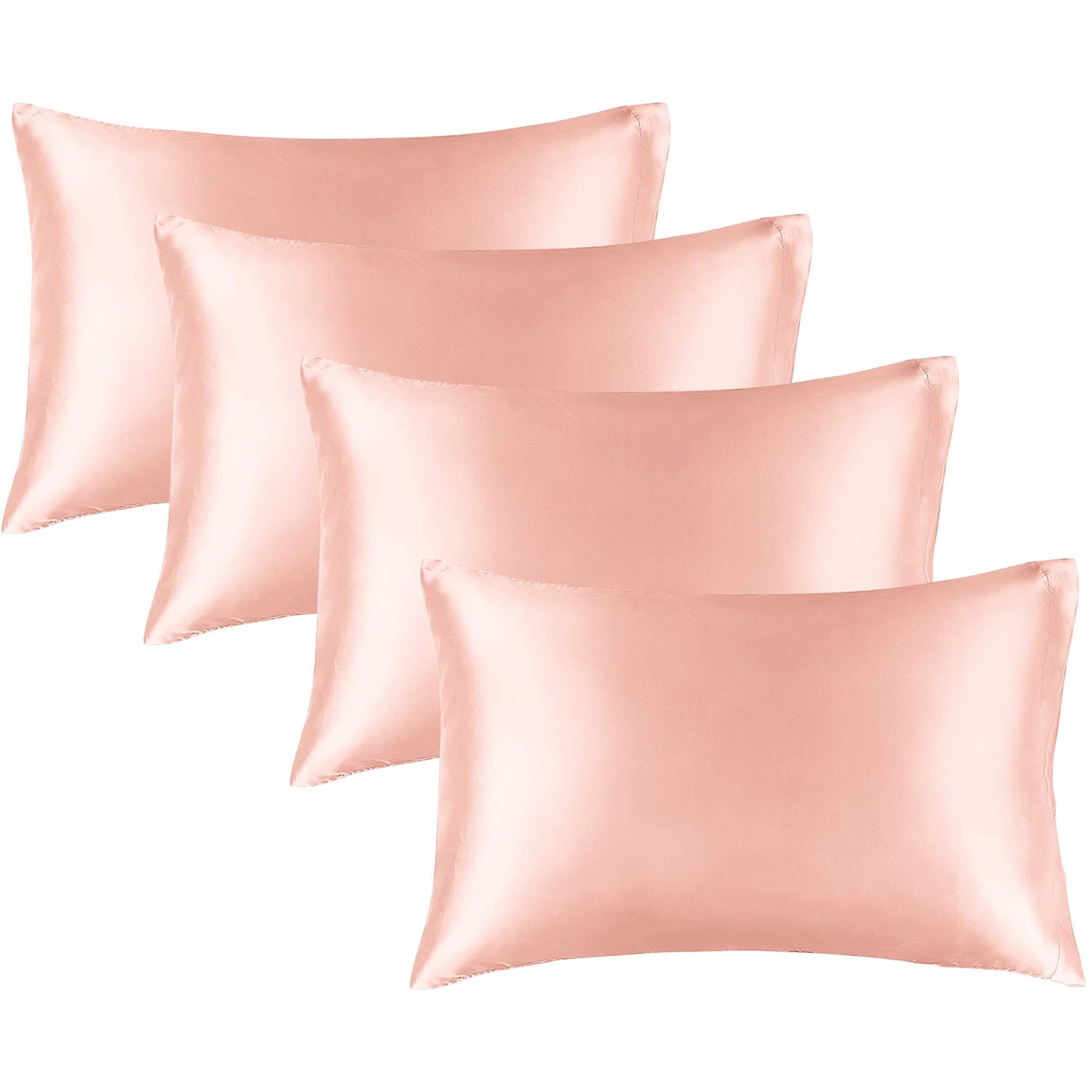 Satin Silk Pillowcase for Hair and Skin, Pillow Cases Set of 4 Pack Super Soft Pillow Case with Envelope Closure