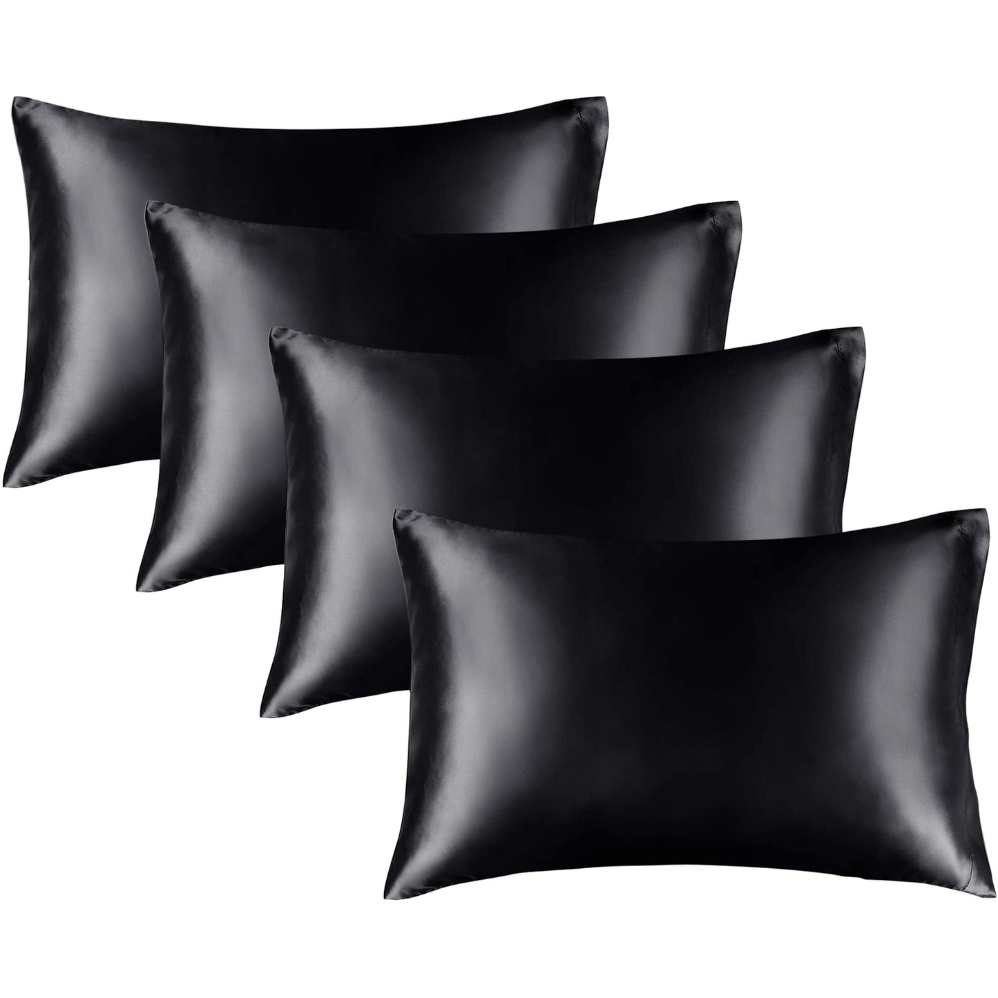 Satin Silk Pillowcase for Hair and Skin, Pillow Cases Set of 4 Pack Super Soft Pillow Case with Envelope Closure