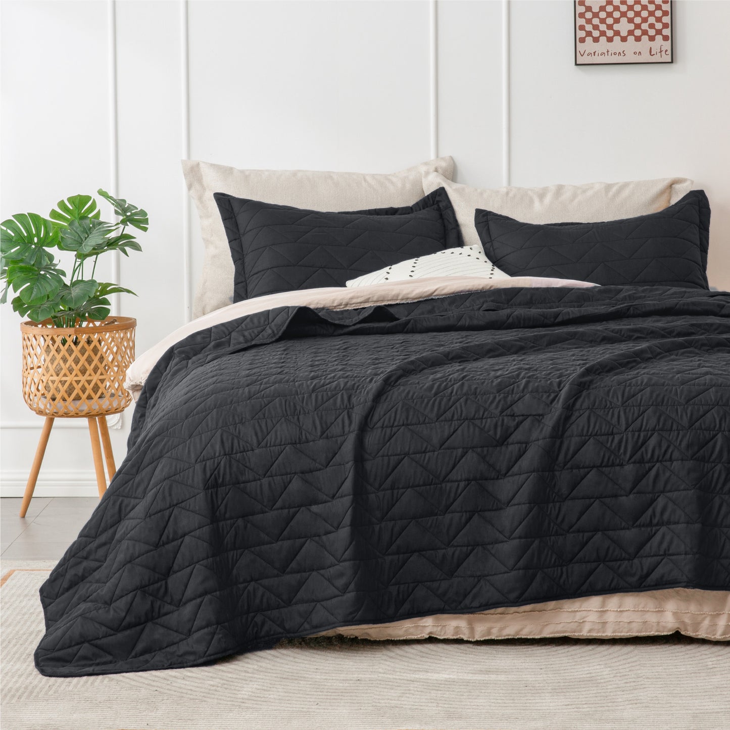 Quilts Sets - Summer Lightweight Bedspreads - Soft Modern Weave Pattern Coverlet Bed Set - 3 Piece (1 Quilt 90" x 96" + 2 Pillow Shams 20" x 26")