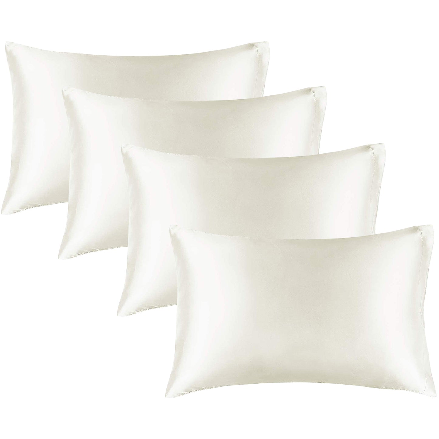 Satin Silk Pillowcase for Hair and Skin, Pillow Cases Set of 4 Pack Super Soft Pillow Case with Envelope Closure