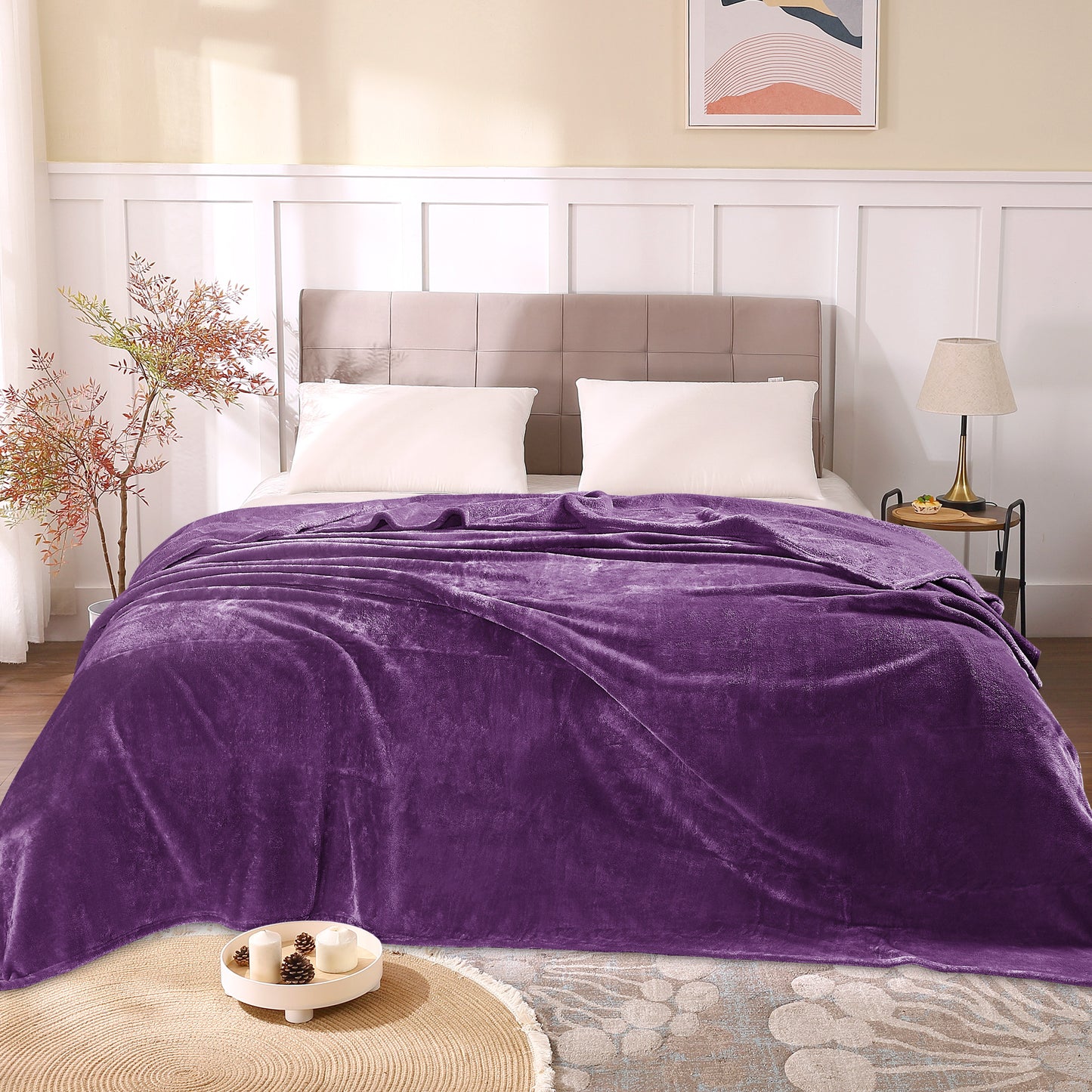 Fleece Blankets Queen Size Throw Blankets for Bed & Couch, Plush Cozy Fuzzy Blanket, Super Soft & Warm Blankets for Fall and Winter