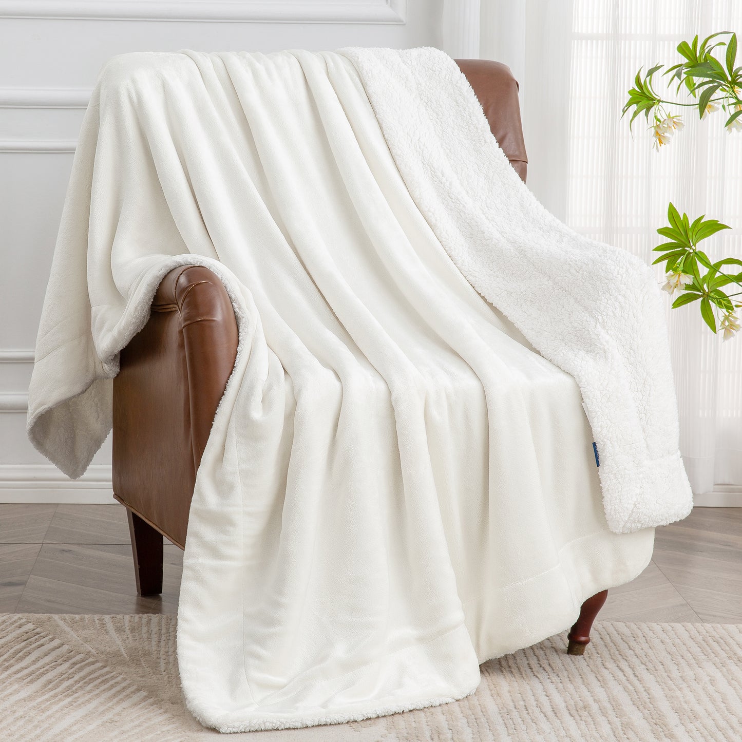 Sherpa Fleece Blanket Throw Blanket for Couch & Bed- 480GSM Thick Warm Winter Blankets, Super Soft & Cozy Fuzzy Blanket