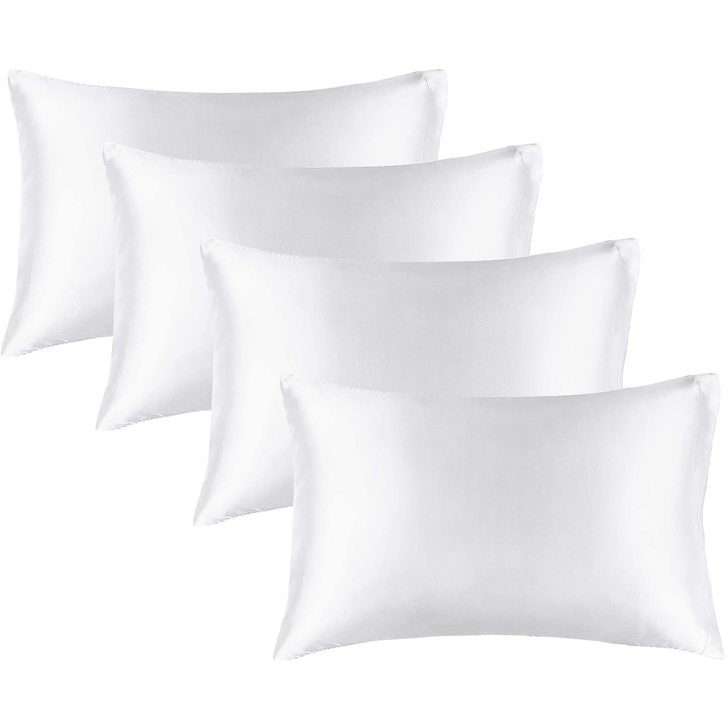 Satin Silk Pillowcase for Hair and Skin, Pillow Cases Set of 4 Pack Super Soft Pillow Case with Envelope Closure