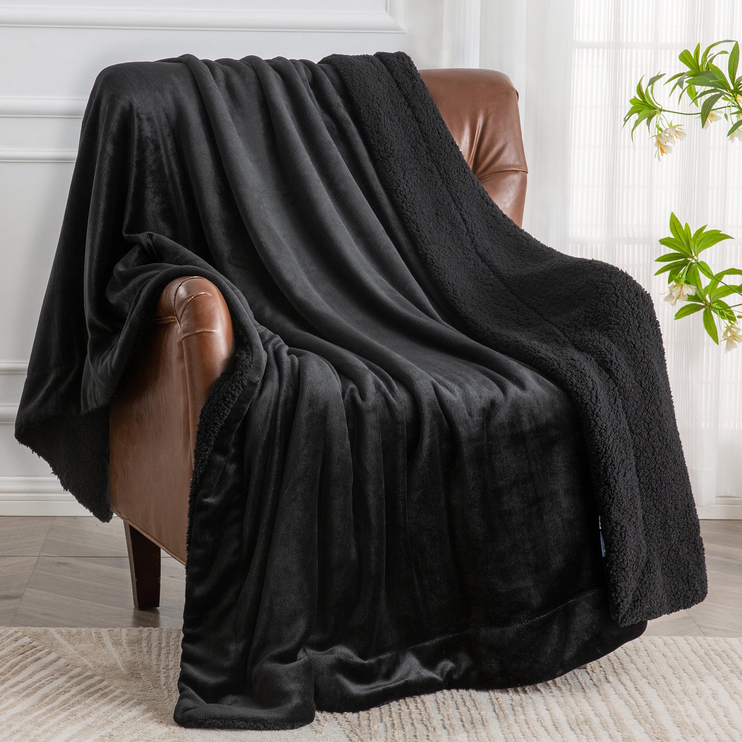 Sherpa Fleece Blanket Throw Blanket for Couch & Bed- 480GSM Thick Warm Winter Blankets, Super Soft & Cozy Fuzzy Blanket