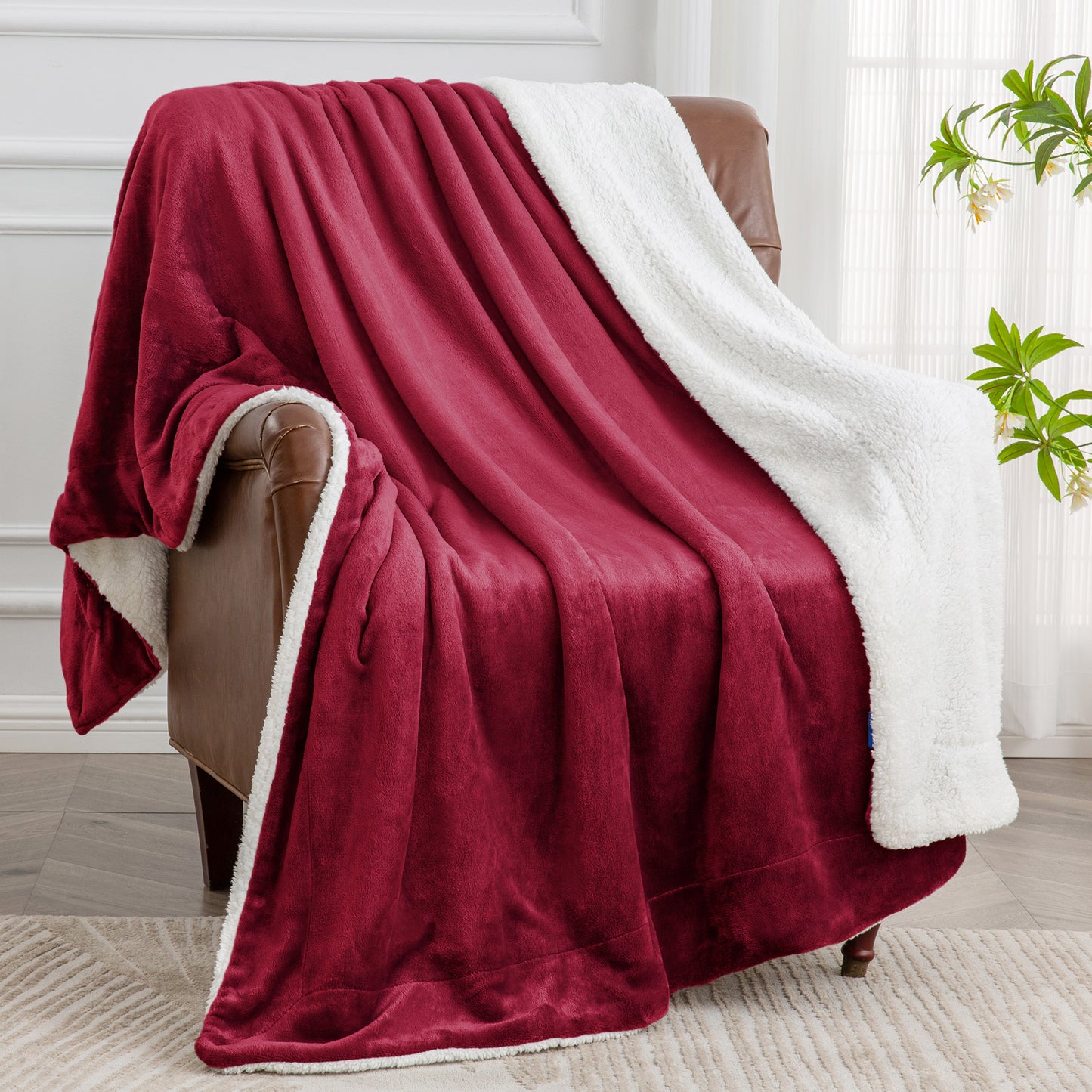 Sherpa Fleece Blanket Throw Blanket for Couch & Bed- 480GSM Thick Warm Winter Blankets, Super Soft & Cozy Fuzzy Blanket