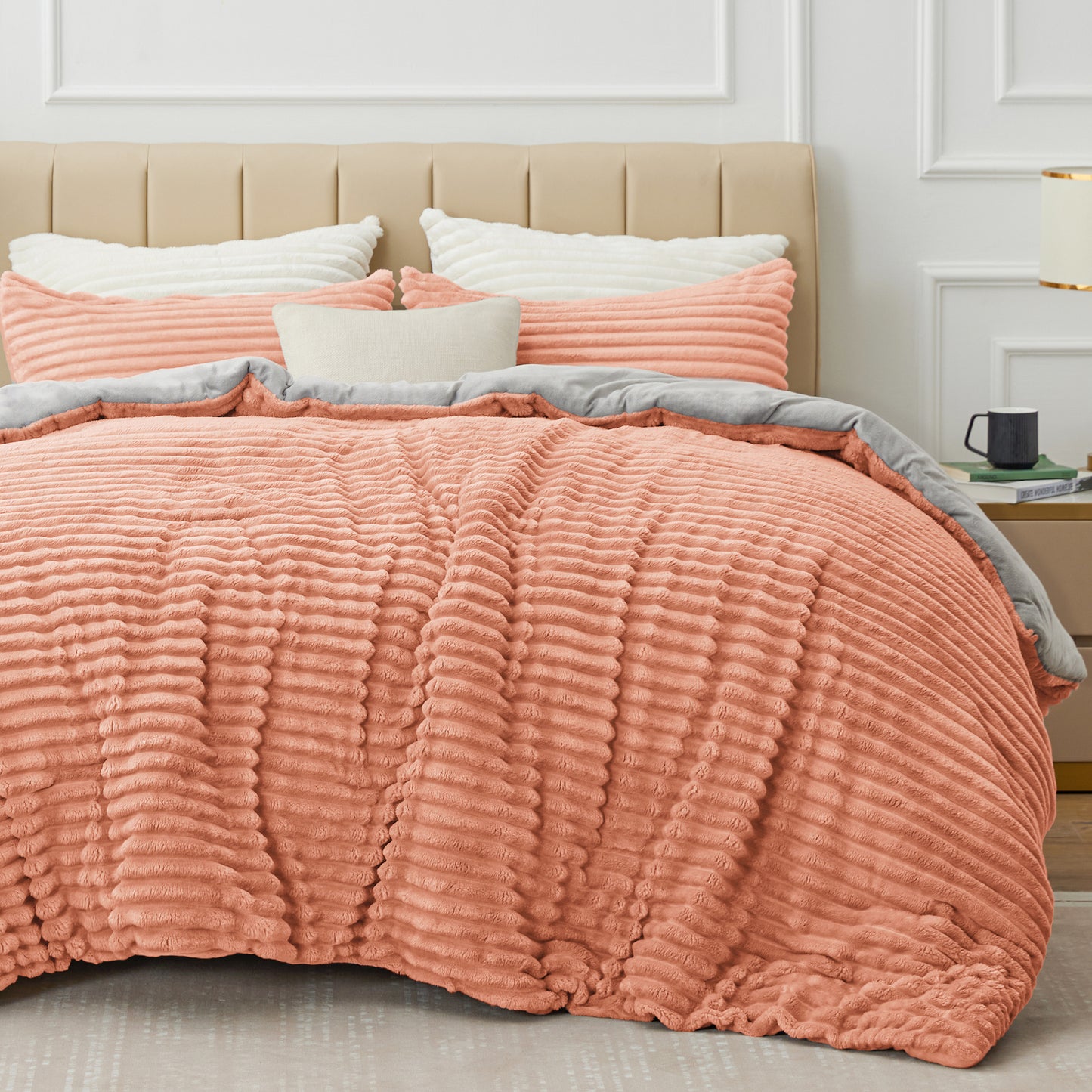 Fleece Comforter Set -Super Soft & Warm Fluffy Bedding, Luxury Fuzzy Heavy Bed Set for Winter