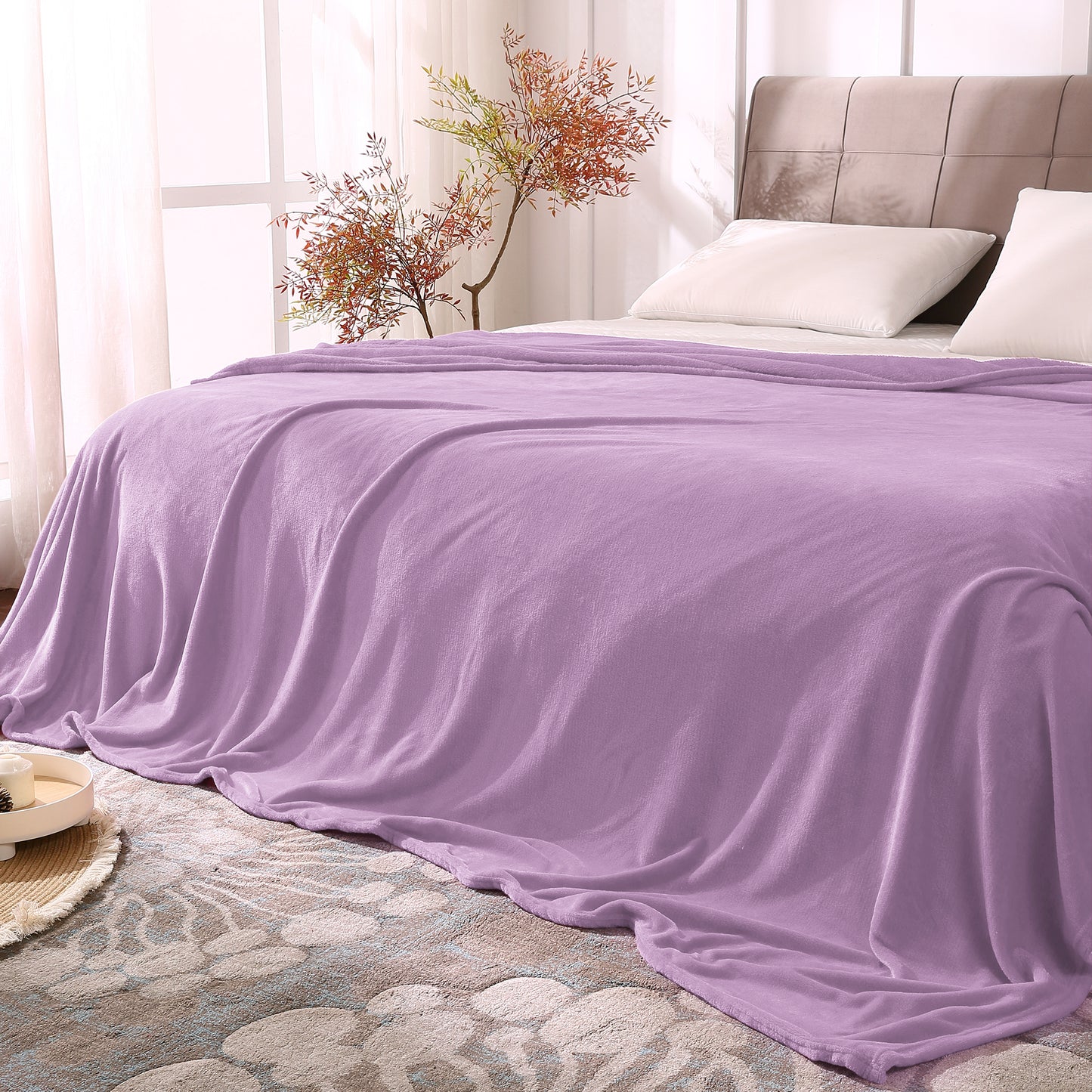 Fleece Blankets Queen Size Throw Blankets for Bed & Couch, Plush Cozy Fuzzy Blanket, Super Soft & Warm Blankets for Fall and Winter