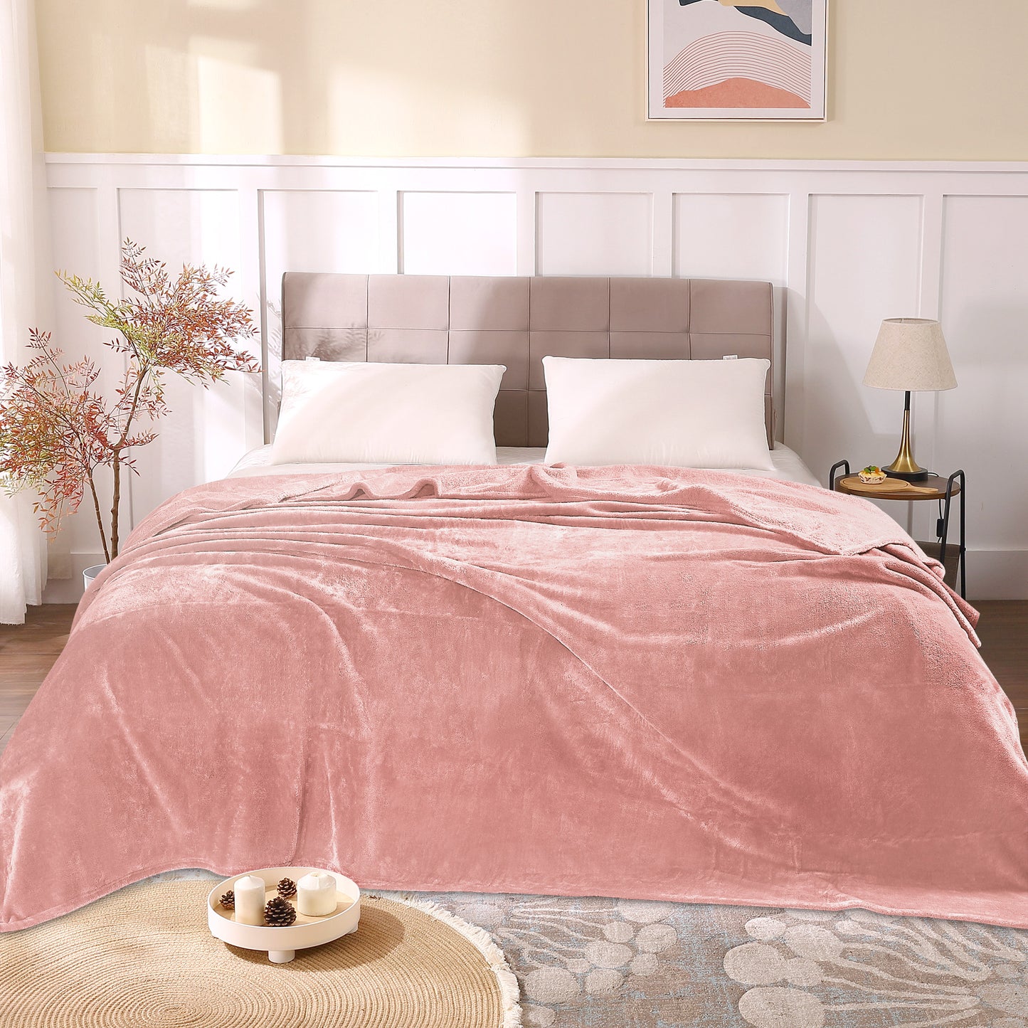 Fleece Blankets Queen Size Throw Blankets for Bed & Couch, Plush Cozy Fuzzy Blanket, Super Soft & Warm Blankets for Fall and Winter