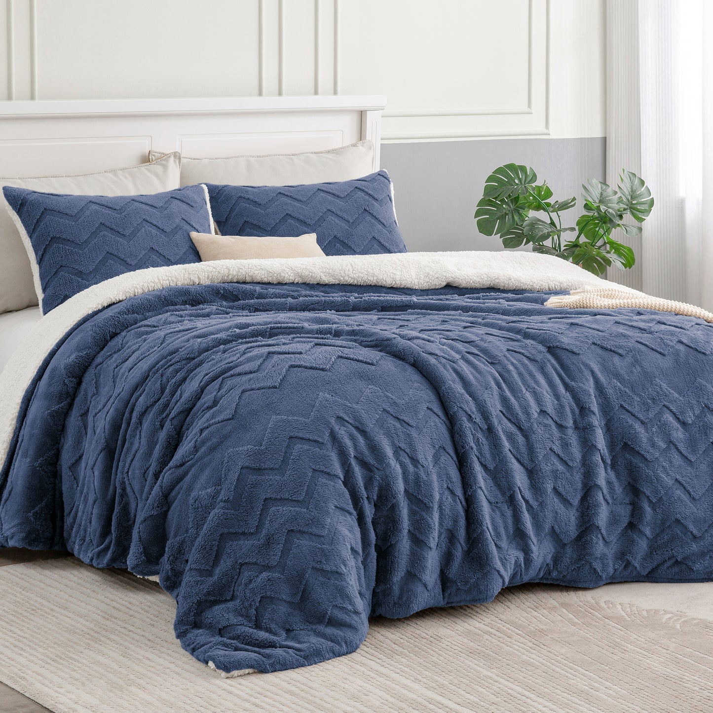 Fluffy Twin Comforter Set - Super Soft Sherpa Black Comforter for Twin Size Bed, Luxury Warm Bedding Set for Winter, Fuzzy Bed Set 2 piece