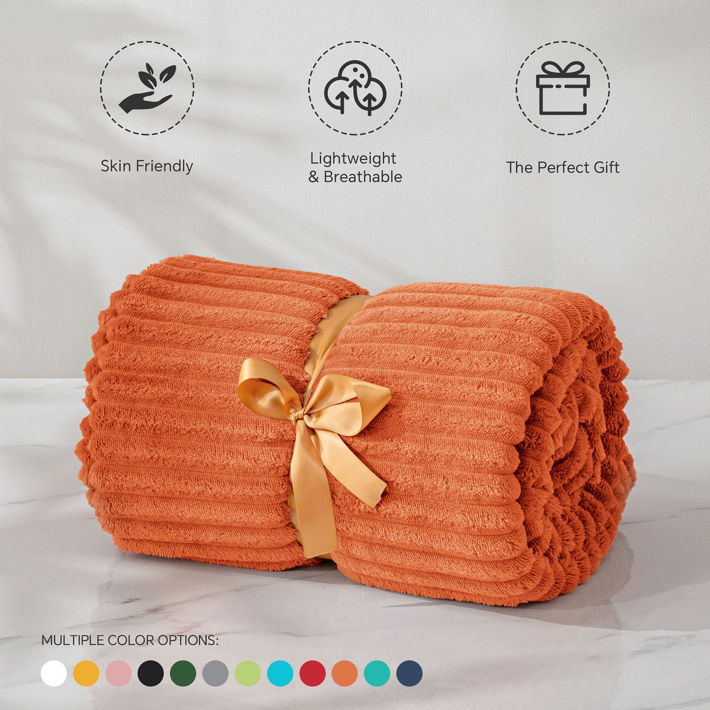 Fleece Blanket - 3D Ribbed Jacquard Decorative Throw Blanket for Couch & Bed, Lightweight Warm Cozy Soft Fuzzy Blankets All Seasons Suitable