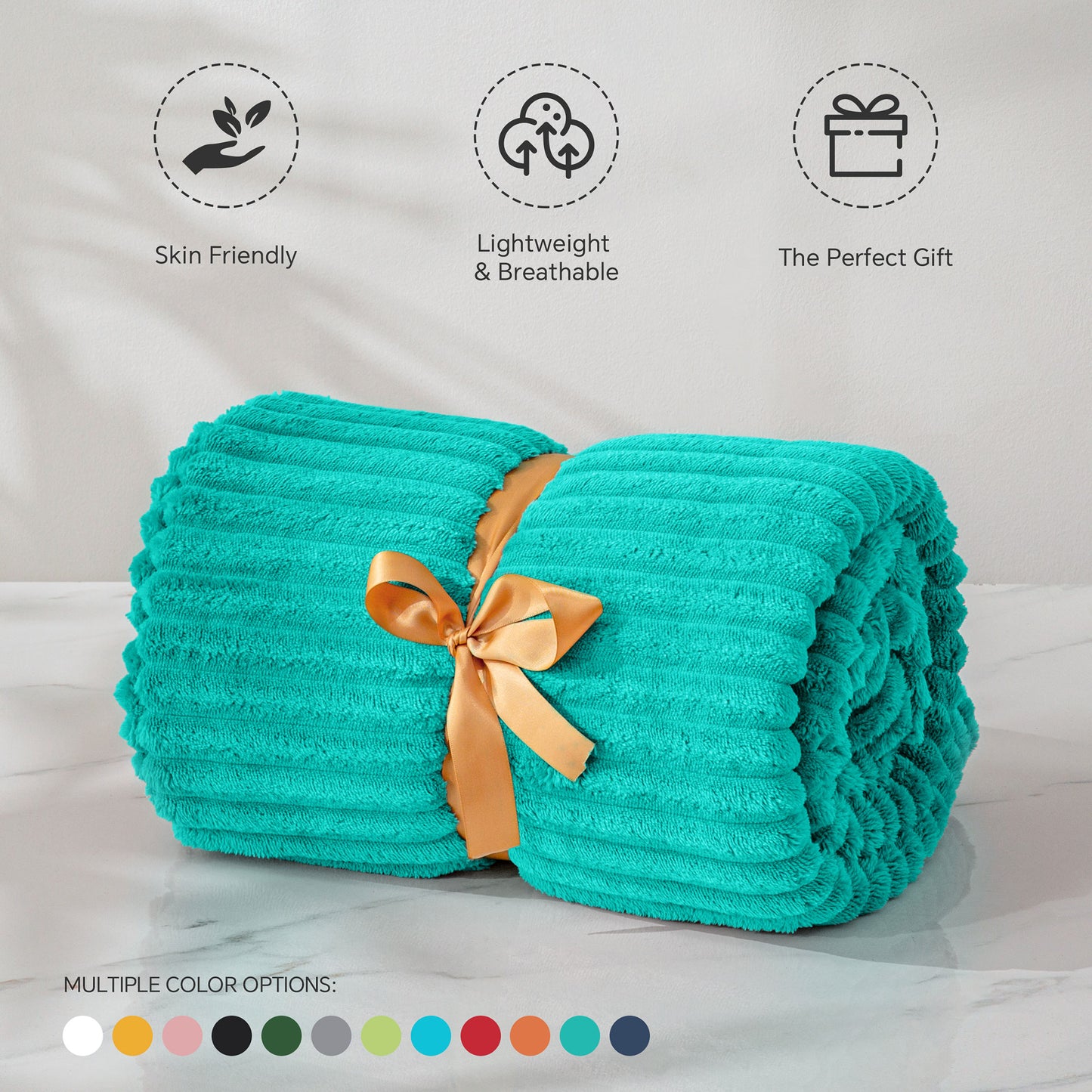 Fleece Blanket - 3D Ribbed Jacquard Decorative Throw Blanket for Couch & Bed, Lightweight Warm Cozy Soft Fuzzy Blankets All Seasons Suitable