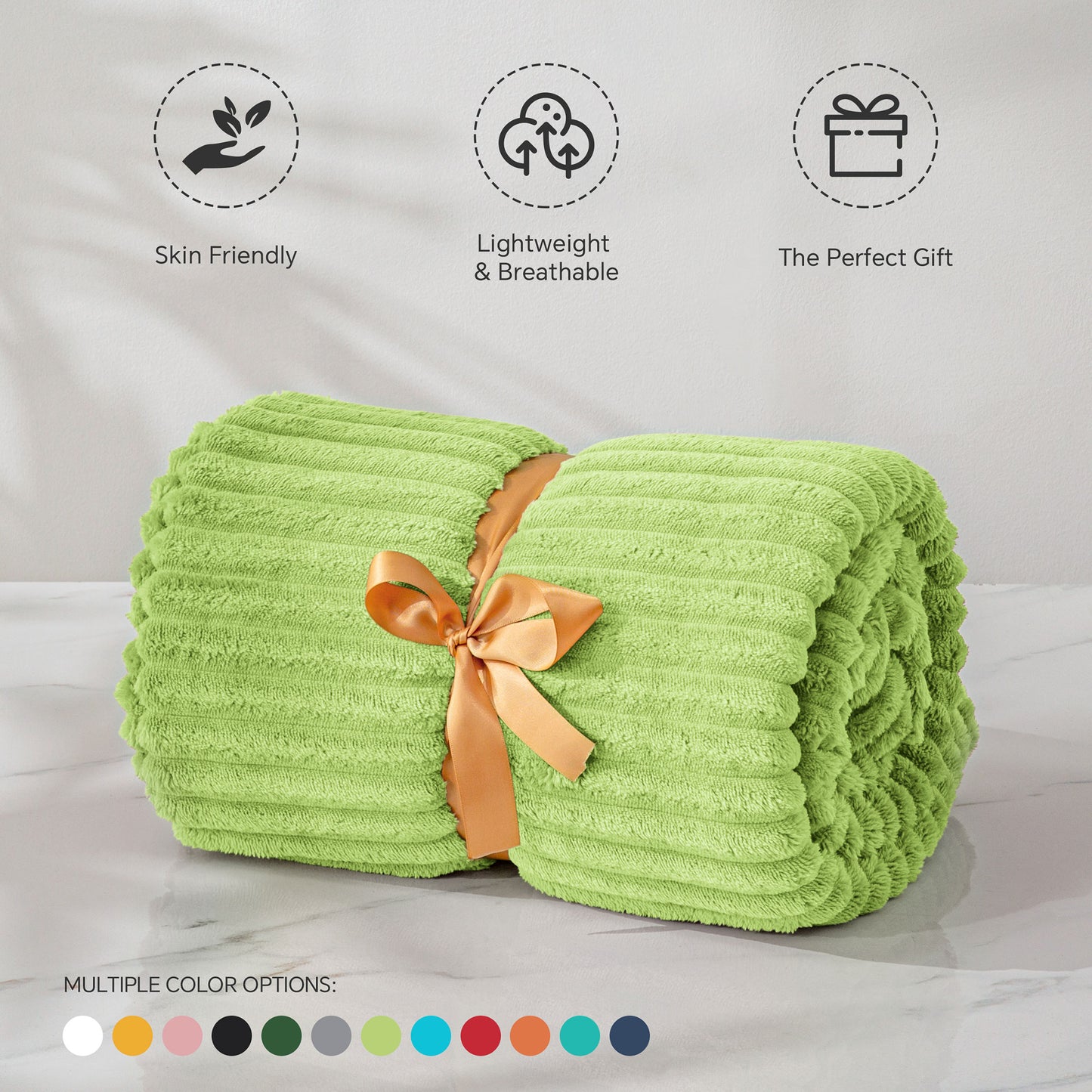 Fleece Blanket - 3D Ribbed Jacquard Decorative Throw Blanket for Couch & Bed, Lightweight Warm Cozy Soft Fuzzy Blankets All Seasons Suitable