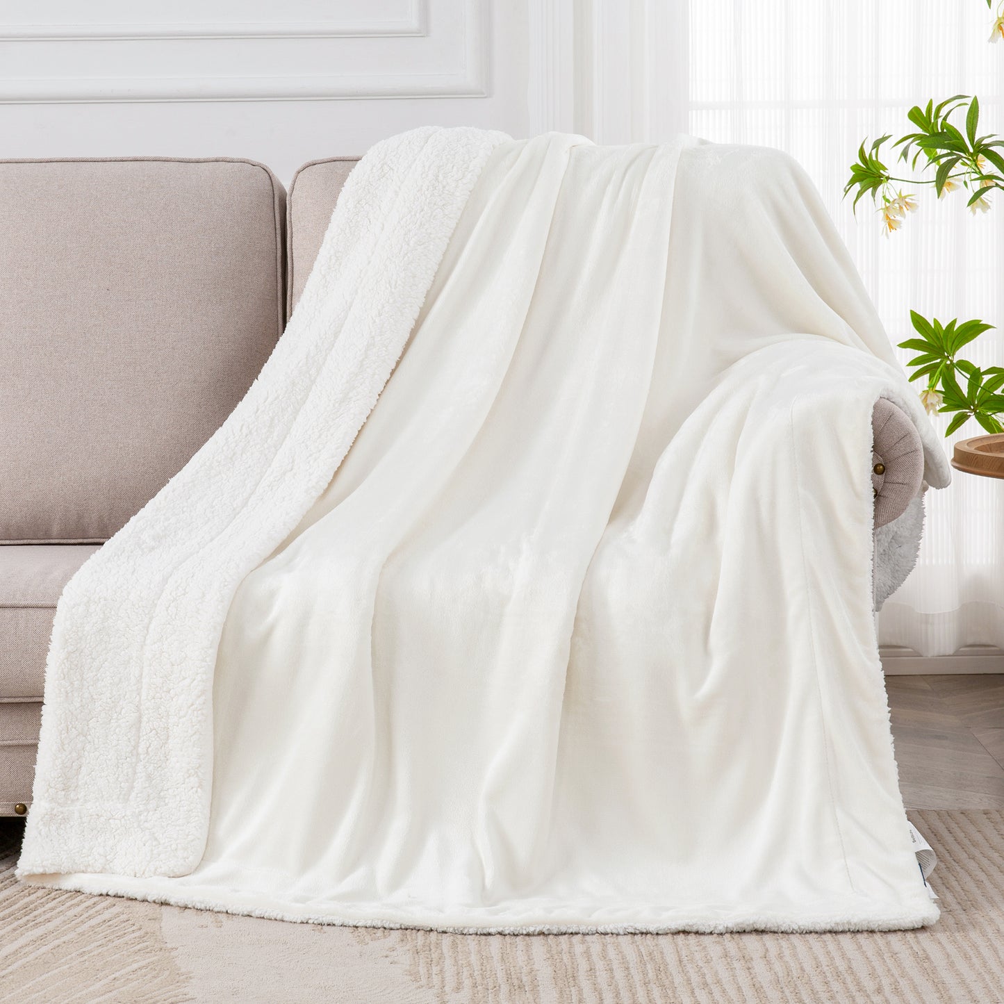 Sherpa Fleece Blanket Throw Blanket for Couch & Bed- 480GSM Thick Warm Winter Blankets, Super Soft & Cozy Fuzzy Blanket