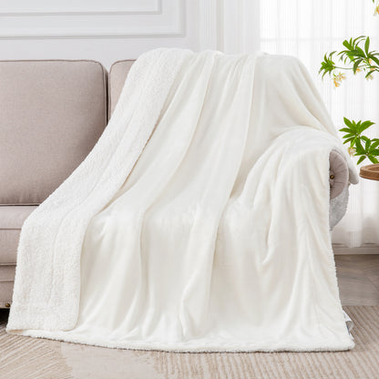 Sherpa Fleece Blanket Throw Blanket for Couch & Bed- 480GSM Thick Warm Winter Blankets, Super Soft & Cozy Fuzzy Blanket