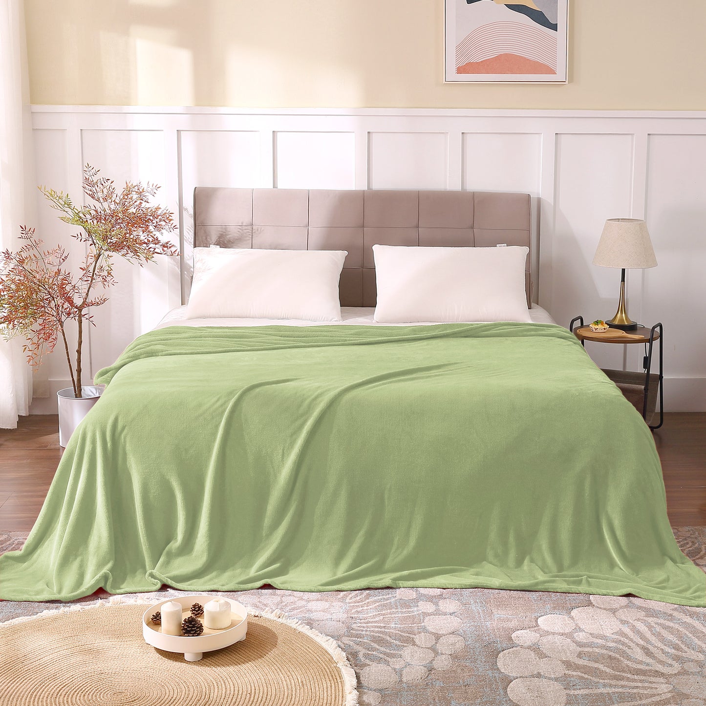 Fleece Blankets Queen Size Throw Blankets for Bed & Couch, Plush Cozy Fuzzy Blanket, Super Soft & Warm Blankets for Fall and Winter