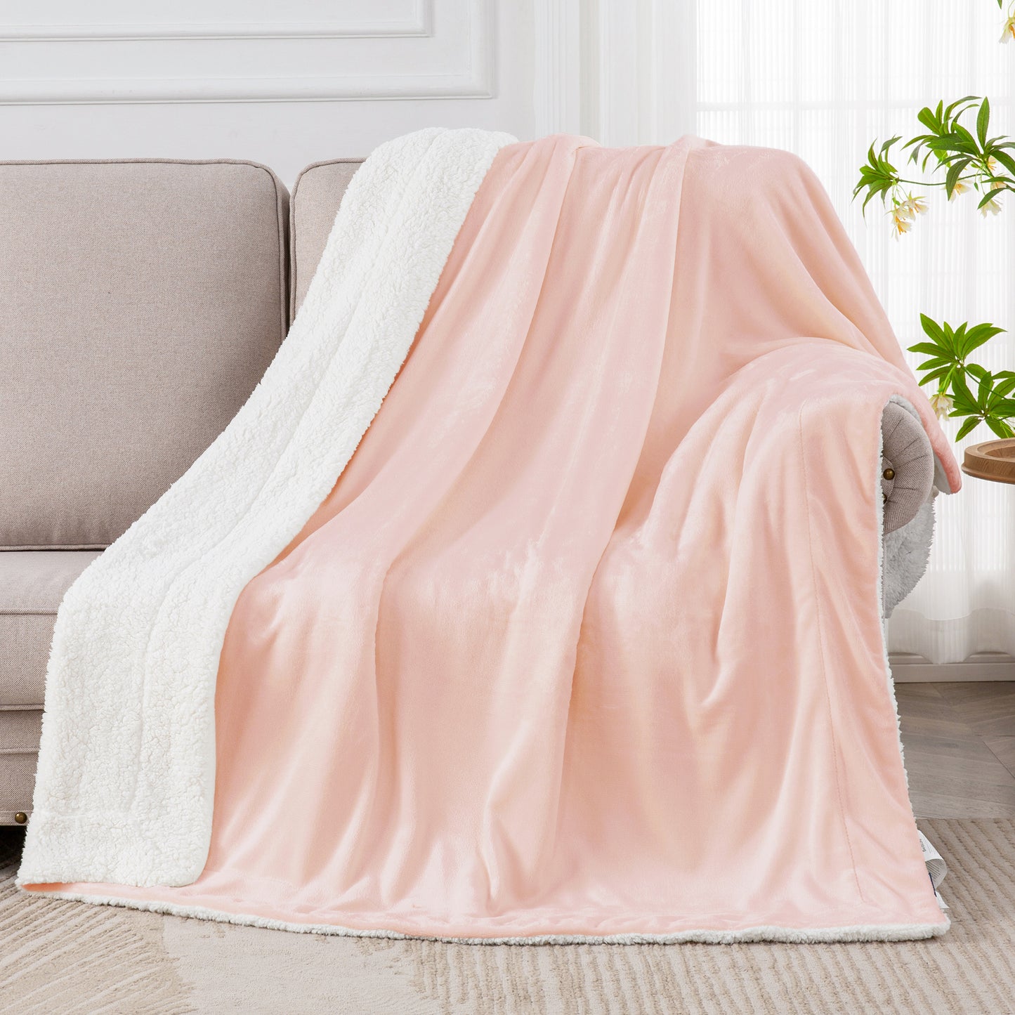 Sherpa Fleece Blanket Throw Blanket for Couch & Bed- 480GSM Thick Warm Winter Blankets, Super Soft & Cozy Fuzzy Blanket