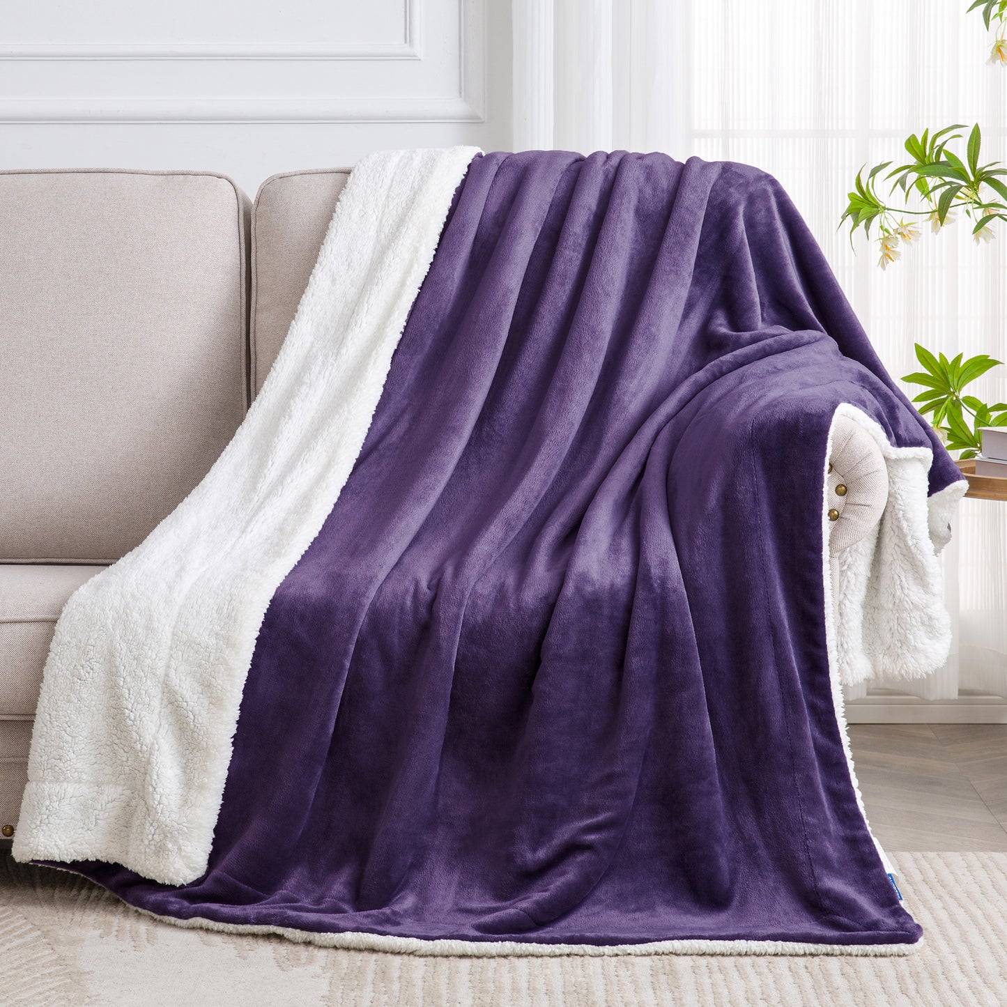 Sherpa Fleece Blanket Throw Blanket for Couch & Bed- 480GSM Thick Warm Winter Blankets, Super Soft & Cozy Fuzzy Blanket