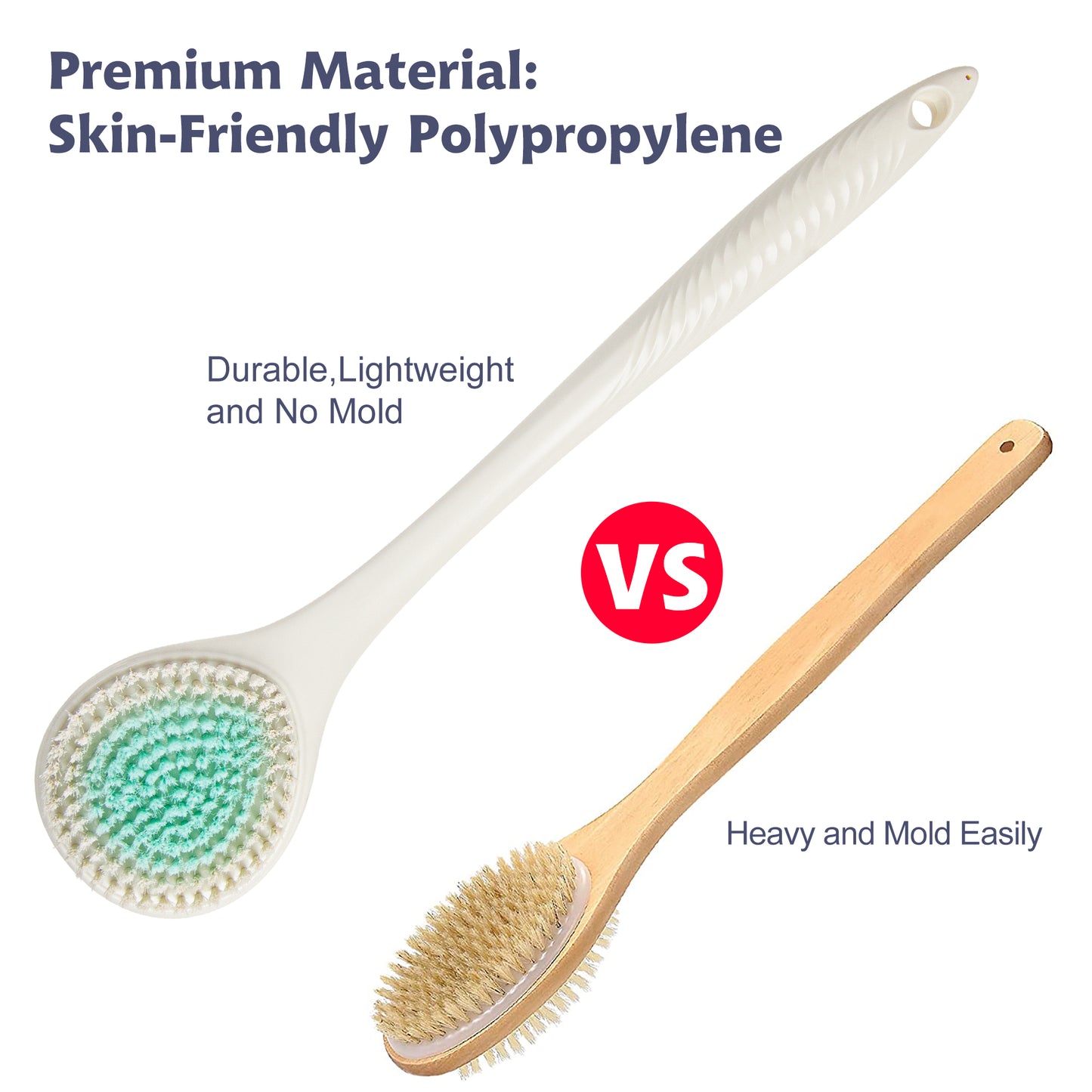 Back Bath Brush Long Handle for Shower (16.4 in)