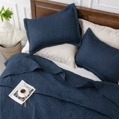 Quilts Sets - Summer Lightweight Bedspreads - Soft Modern Weave Pattern Coverlet Bed Set - 3 Piece (1 Quilt 90" x 96" + 2 Pillow Shams 20" x 26")