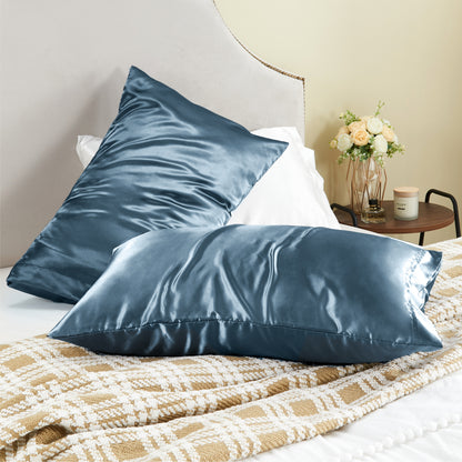 Satin Silk Pillowcase for Hair and Skin, Pillow Cases Set of 2 Pack, Super Soft Silky Pillow Case with Envelope Closure