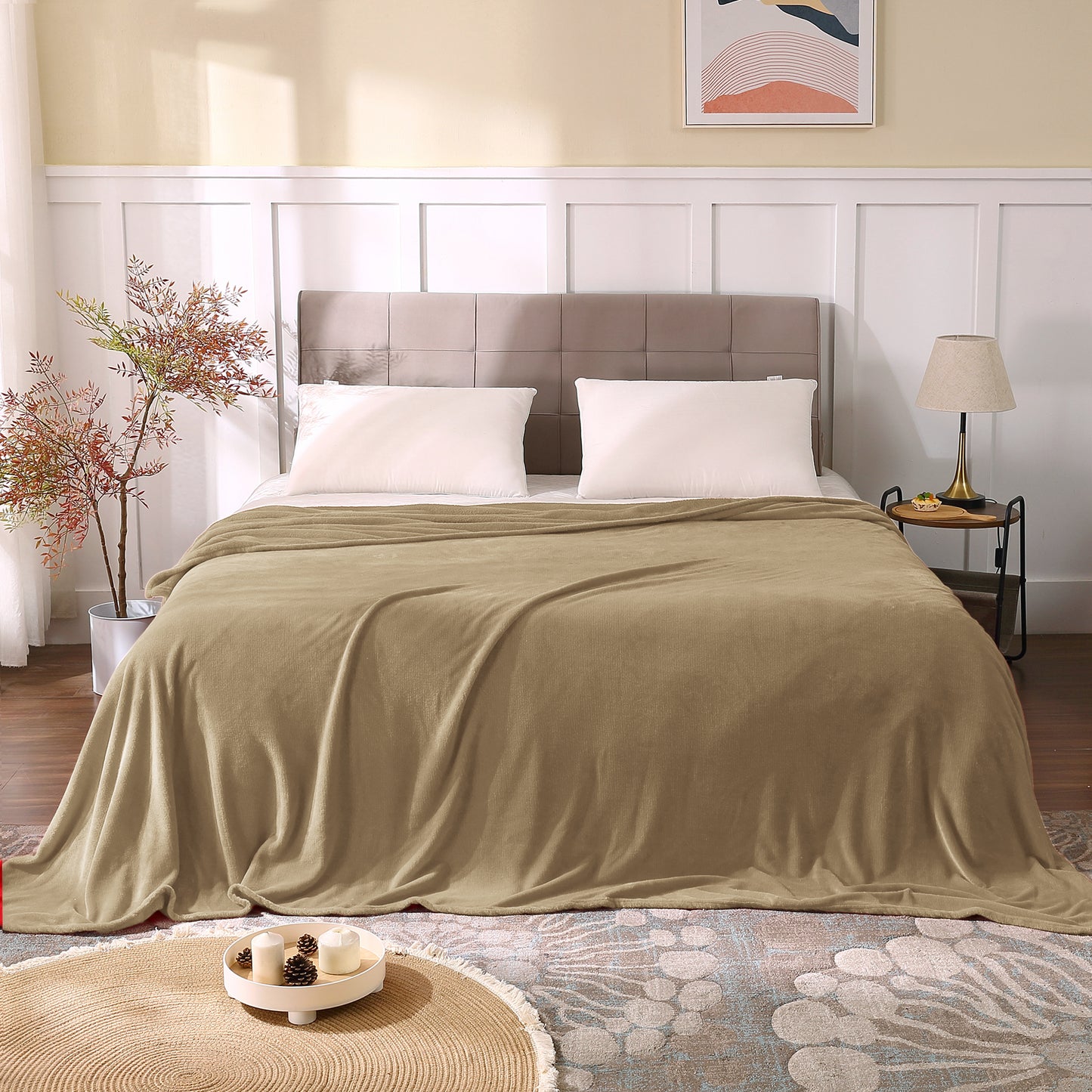 Fleece Blankets Queen Size Throw Blankets for Bed & Couch, Plush Cozy Fuzzy Blanket, Super Soft & Warm Blankets for Fall and Winter