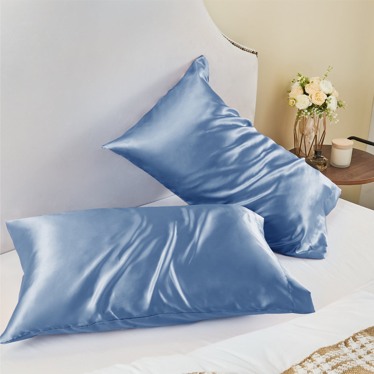 Satin Silk Pillowcase for Hair and Skin, Pillow Cases Set of 4 Pack Super Soft Pillow Case with Envelope Closure