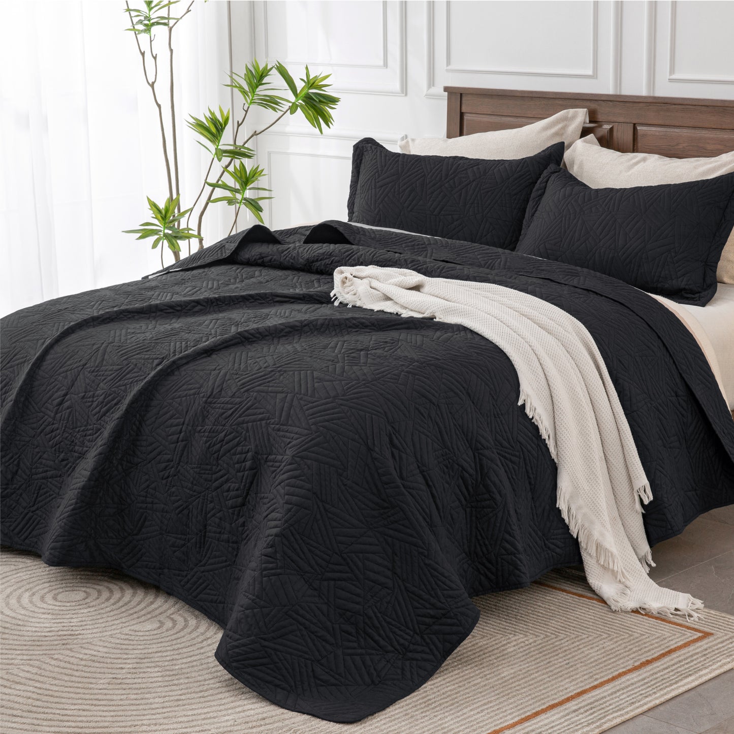 Quilts Sets - Summer Lightweight Bedspreads - Soft Modern Weave Pattern Coverlet Bed Set - 3 Piece (1 Quilt 90" x 96" + 2 Pillow Shams 20" x 26")