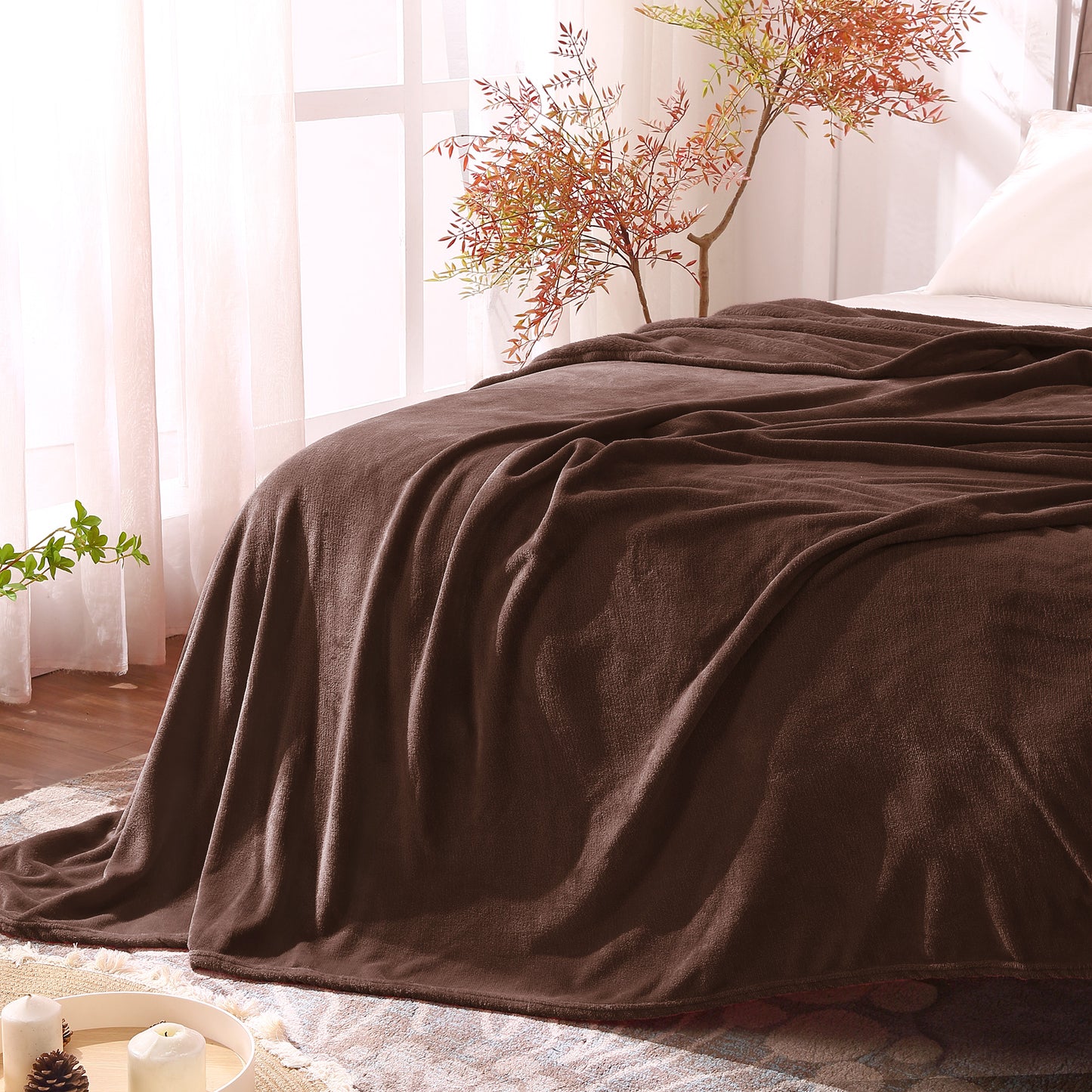 Fleece Blankets Queen Size Throw Blankets for Bed & Couch, Plush Cozy Fuzzy Blanket, Super Soft & Warm Blankets for Fall and Winter
