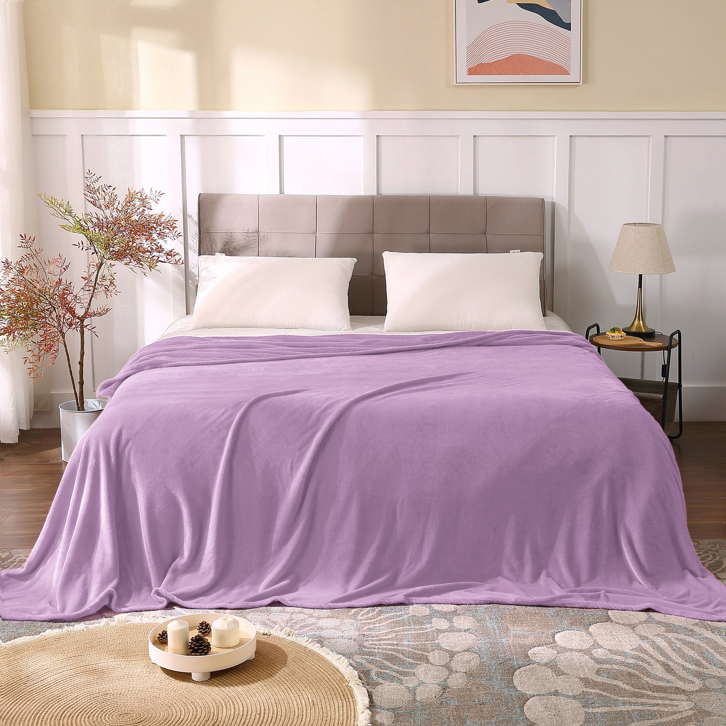 Fleece Blankets Queen Size Throw Blankets for Bed & Couch, Plush Cozy Fuzzy Blanket, Super Soft & Warm Blankets for Fall and Winter