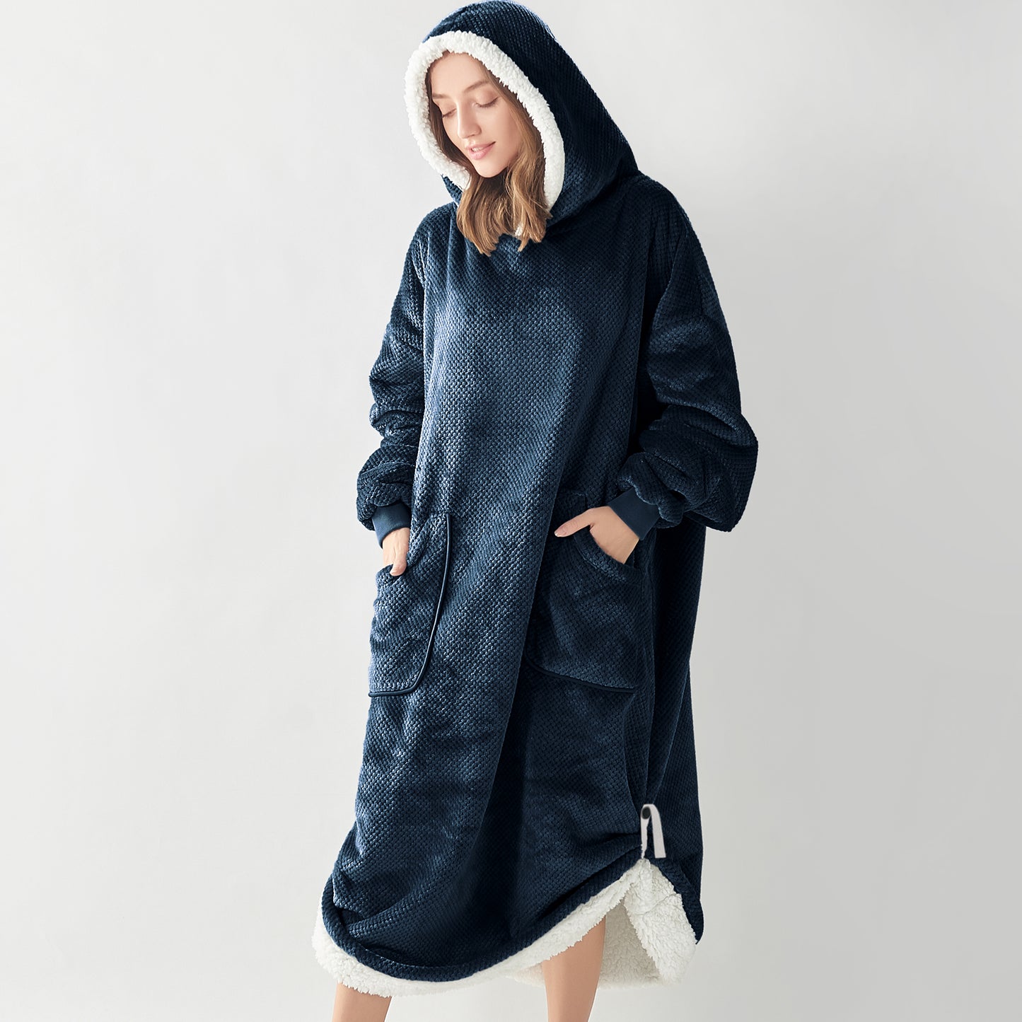 Wearable Blanket Hoodie, Oversized Cozy Warm Sherpa Hooded Blanket Adult, Long Sweatshirt Blanket for Women Men Teen