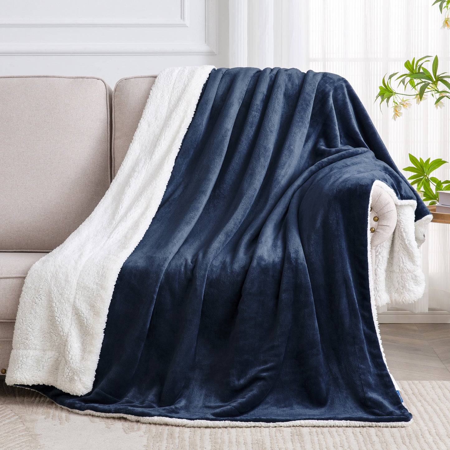 Sherpa Fleece Blanket Throw Blanket for Couch & Bed- 480GSM Thick Warm Winter Blankets, Super Soft & Cozy Fuzzy Blanket