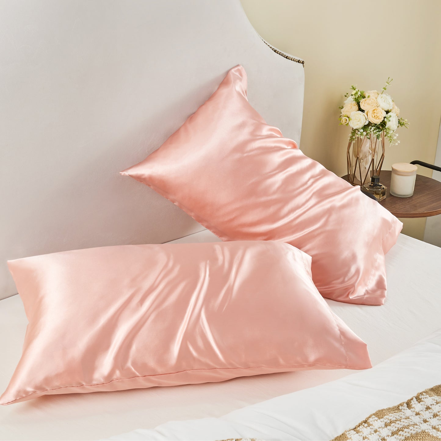 Satin Silk Pillowcase for Hair and Skin, Pillow Cases Set of 4 Pack Super Soft Pillow Case with Envelope Closure