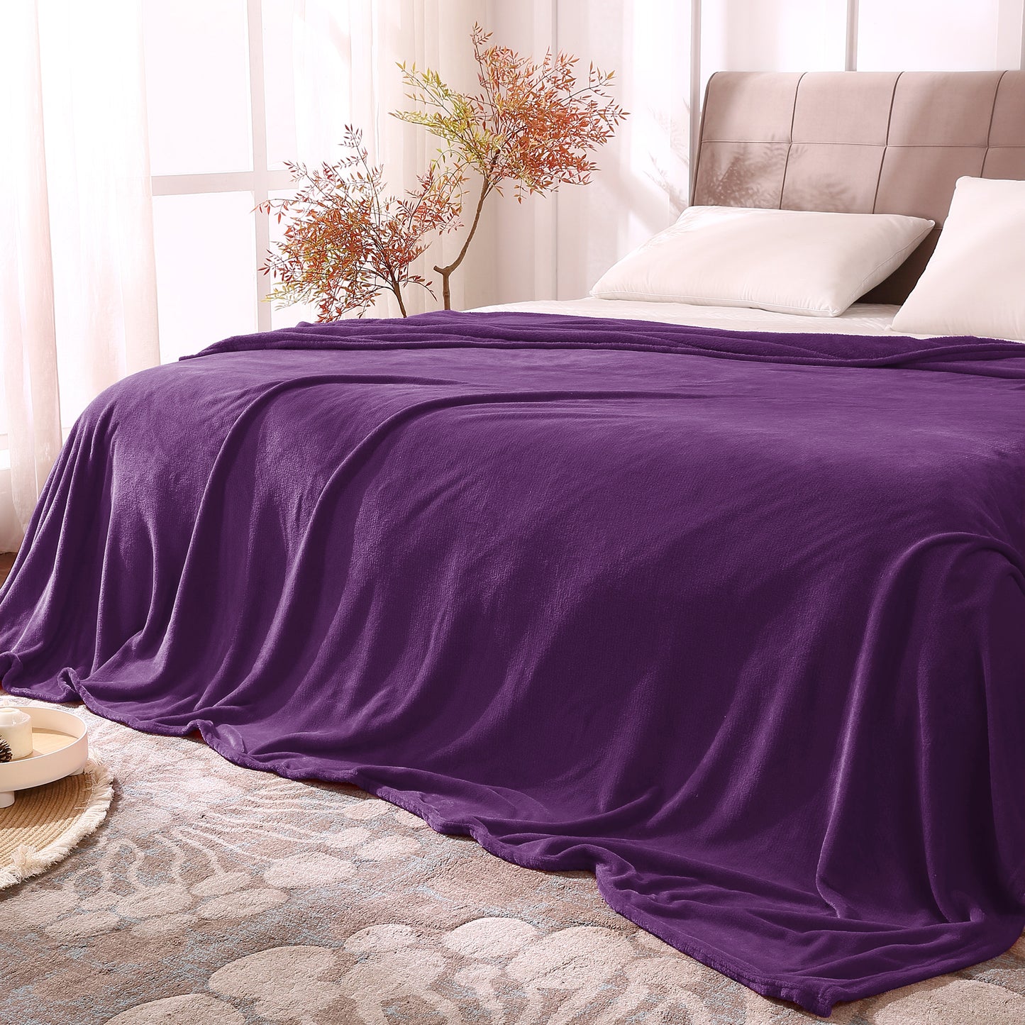 Fleece Blankets Queen Size Throw Blankets for Bed & Couch, Plush Cozy Fuzzy Blanket, Super Soft & Warm Blankets for Fall and Winter