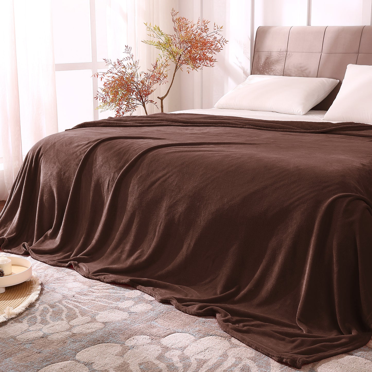 Fleece Blankets Queen Size Throw Blankets for Bed & Couch, Plush Cozy Fuzzy Blanket, Super Soft & Warm Blankets for Fall and Winter